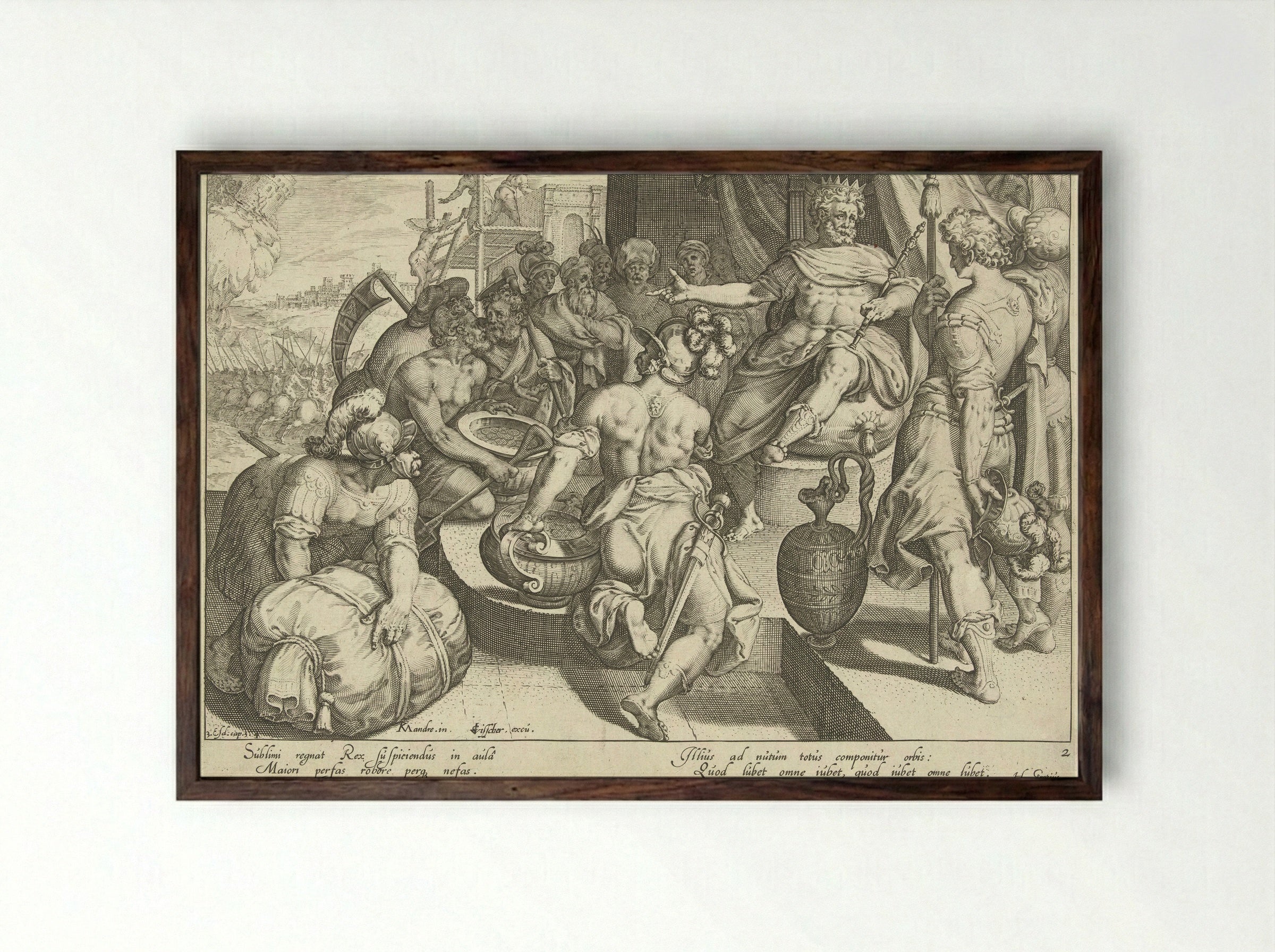 De koning als sterkste in de wereld - Zacharias Dolendo - Framed Print Dark Wood
