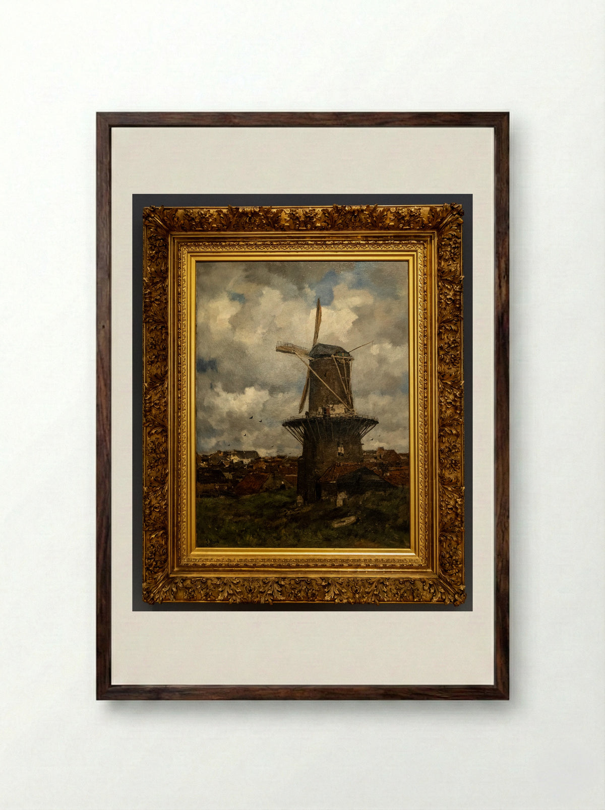 De molen (The Windmill) - Jacob Maris - Framed Print Dark Wood