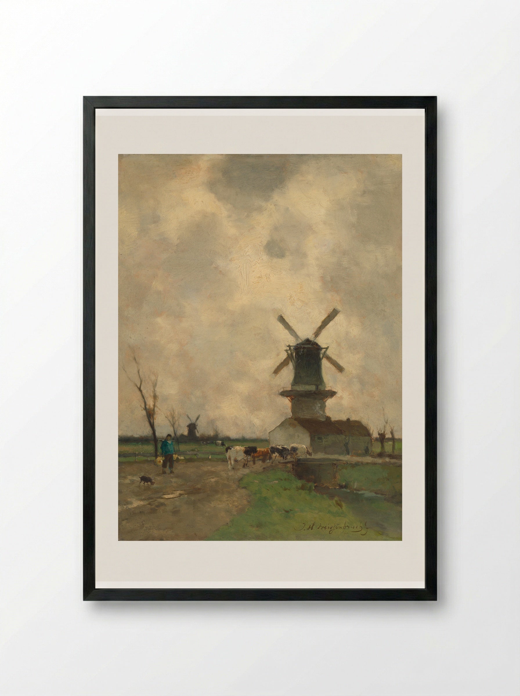 De molen - Johan Hendrik Weissenbruch - Framed Print Black