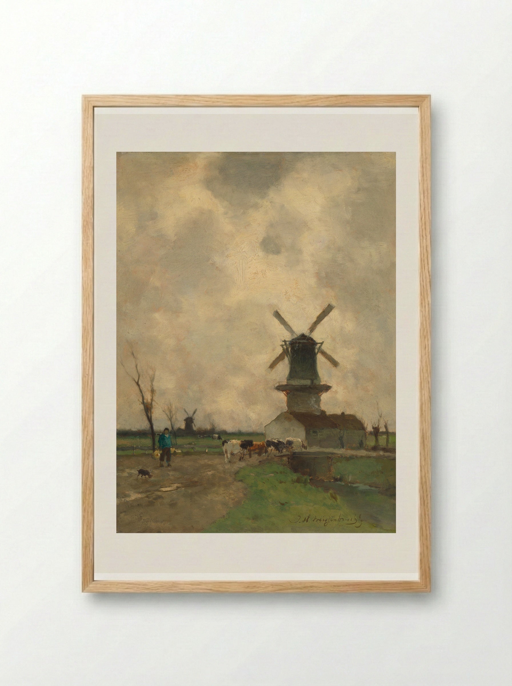 De molen - Johan Hendrik Weissenbruch - Framed Print Wood