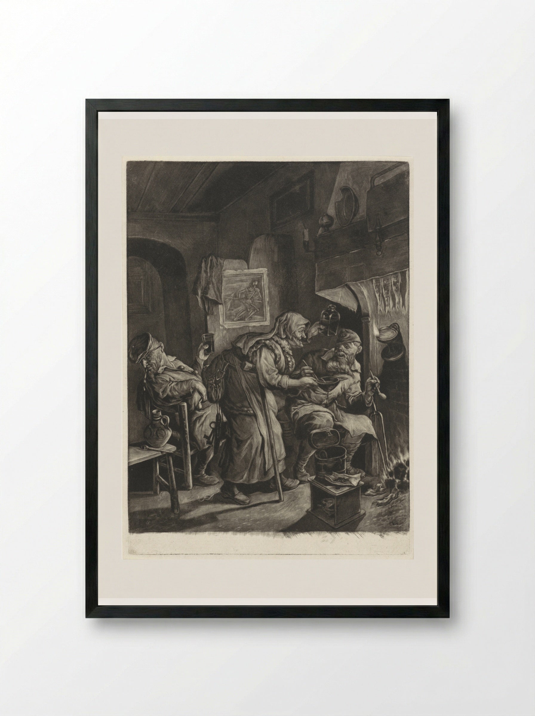 De ouderdom (Old Age) - Cornelis Dusart - Framed Print Black