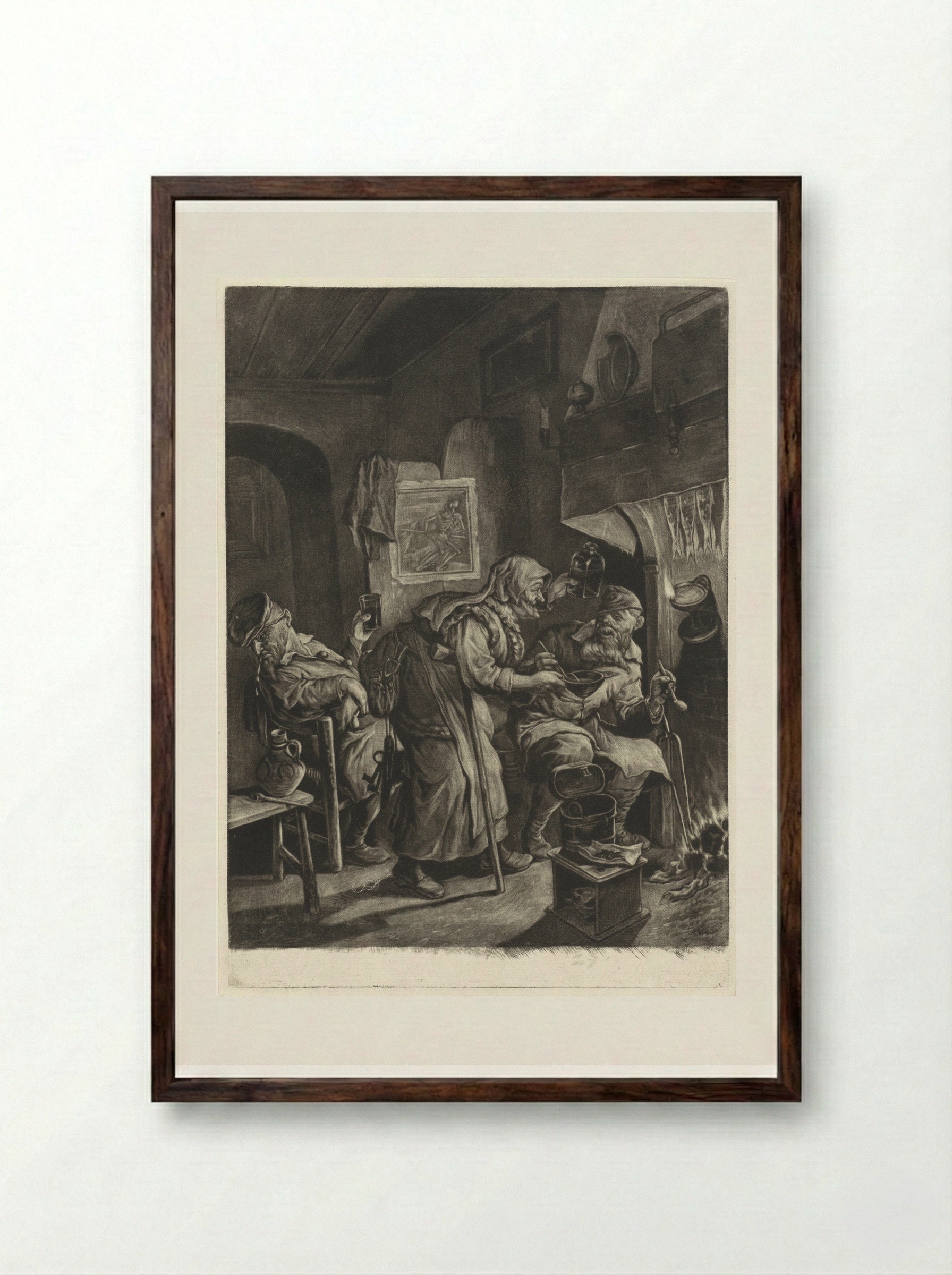 De ouderdom (Old Age) - Cornelis Dusart - Framed Print Dark Wood