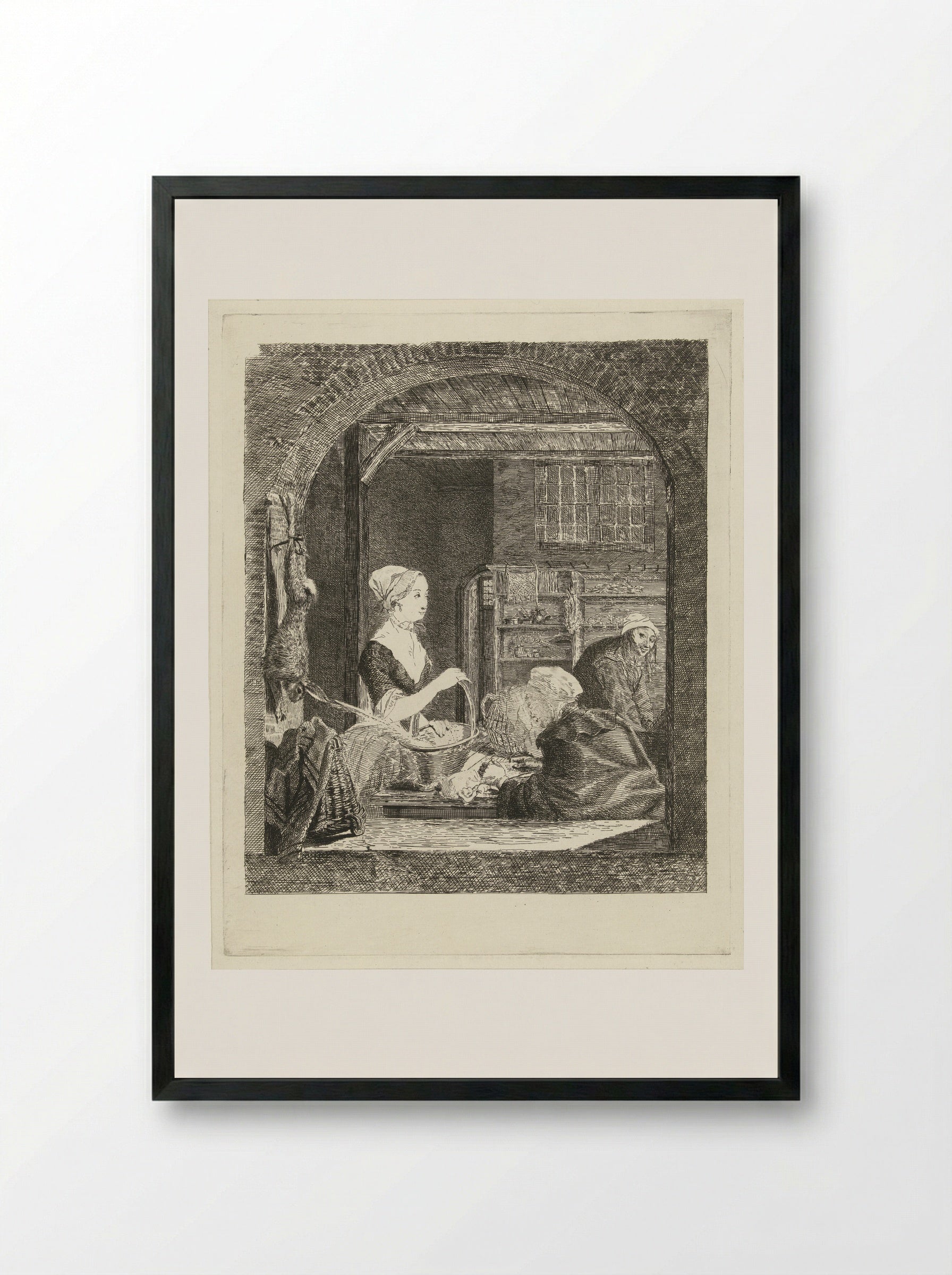 De poelierster (The Poulterer) - Louis Bernard Coclers - Framed Print Black
