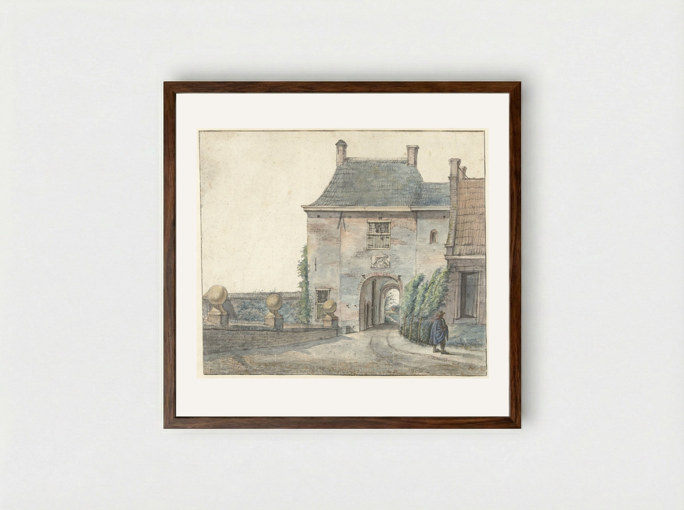 De poort van het kasteel van Heemstede - Gerrit Lamberts - Framed Print Dark Wood