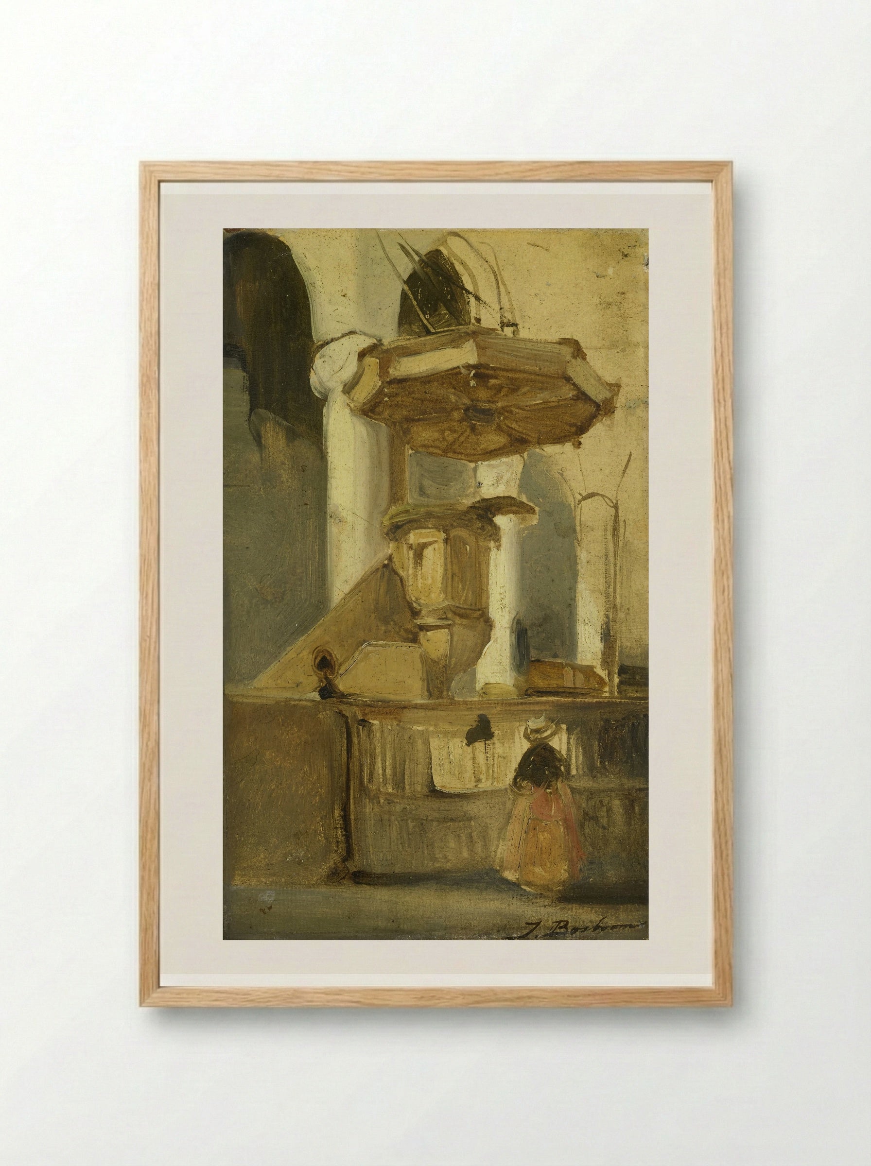 De preekstoel van een kerk te Hoorn - Johannes Bosboom - Framed Print Wood