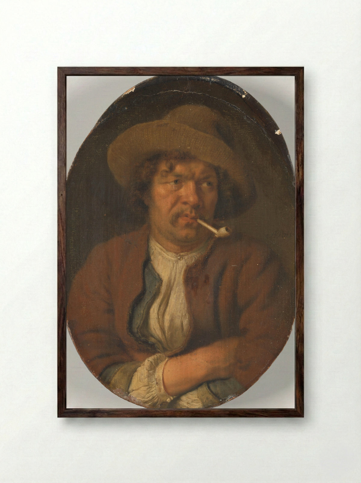 De roker (The Smoker) - Ary de Vois - Framed Print Dark Wood