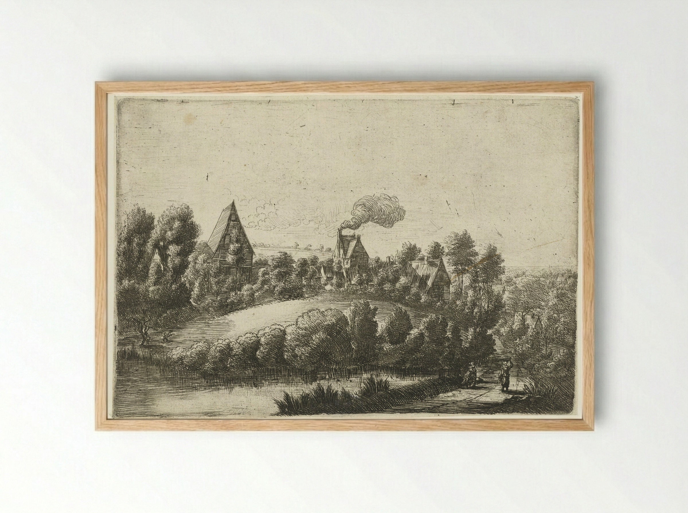 De ronde heuvel (The Round Hill) - Jean Baptiste Bonnecroy - Framed Print Wood