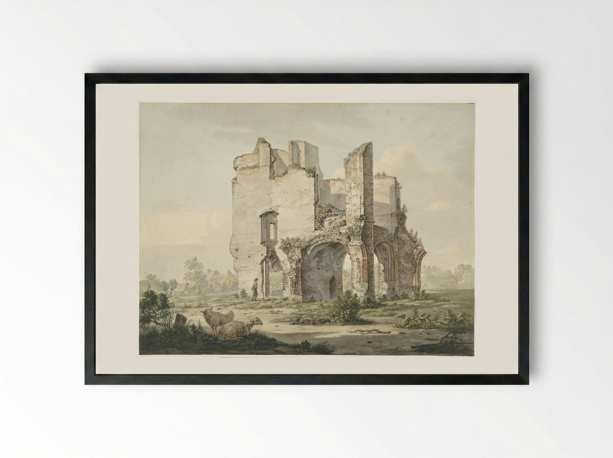 De ruïne van de Abdij van Rijnsburg - Johannes van Lexmond - Framed Print Black