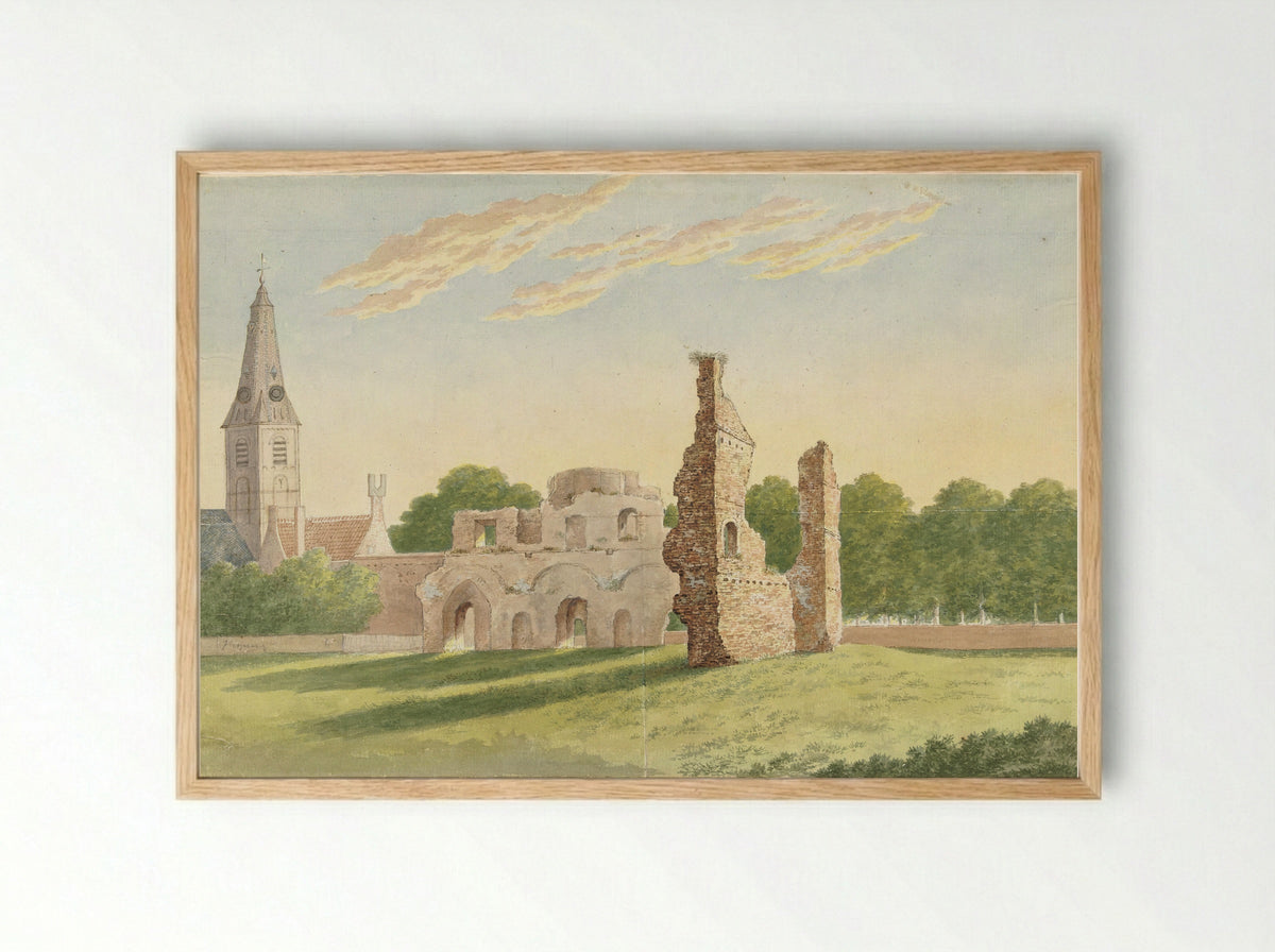 De ruïne van de Abdij van Rijnsburg - Gerardus Johannes Verburgh - Framed Print Wood