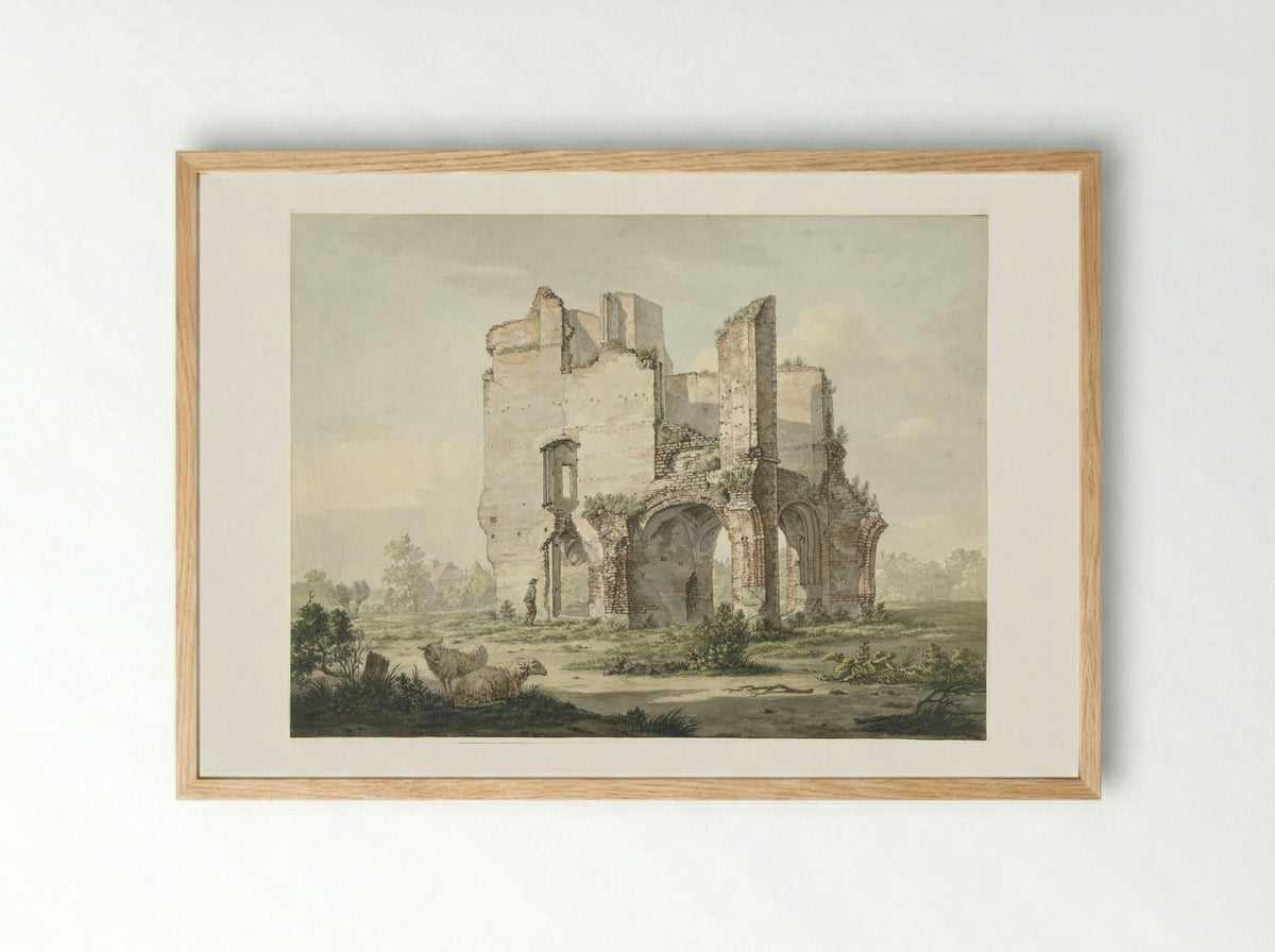 De ruïne van de Abdij van Rijnsburg - Johannes van Lexmond - Framed Print Wood