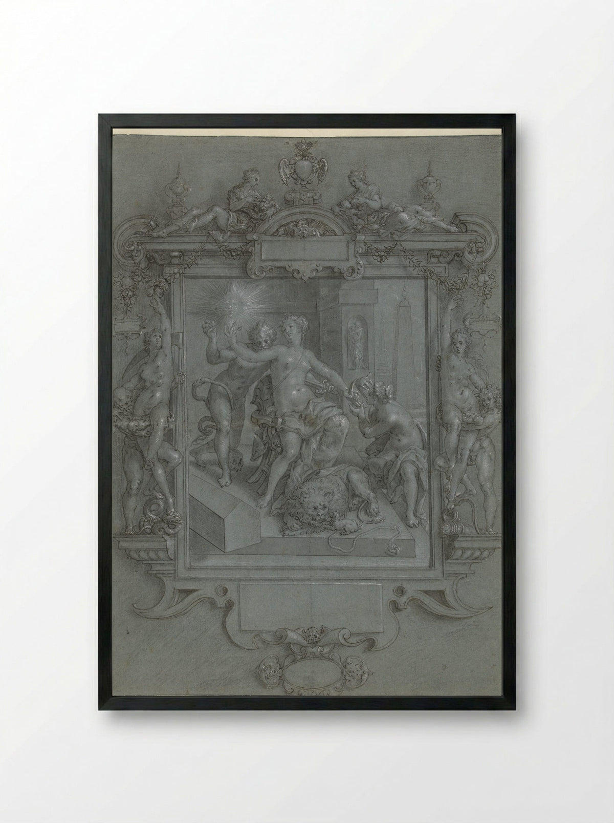 De spiegel der deugd - Cornelis Ketel - Framed Print Black
