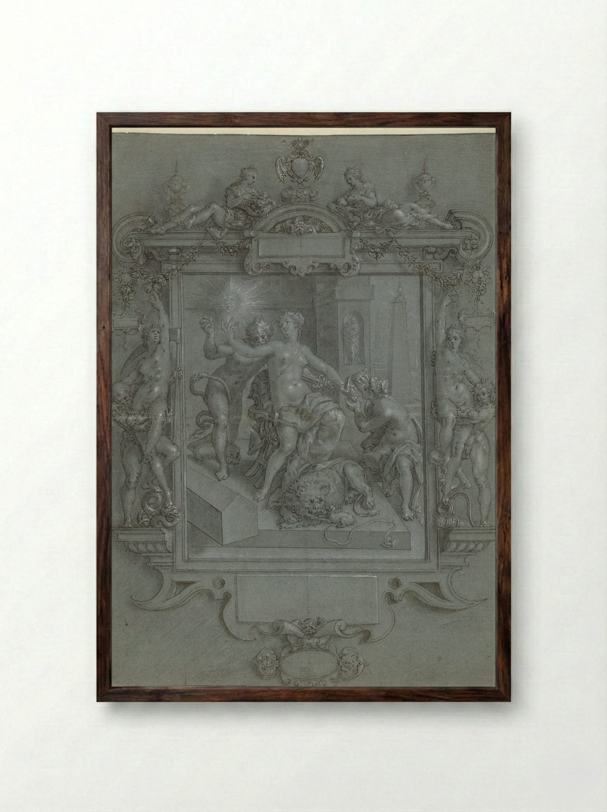 De spiegel der deugd - Cornelis Ketel - Framed Print Dark Wood