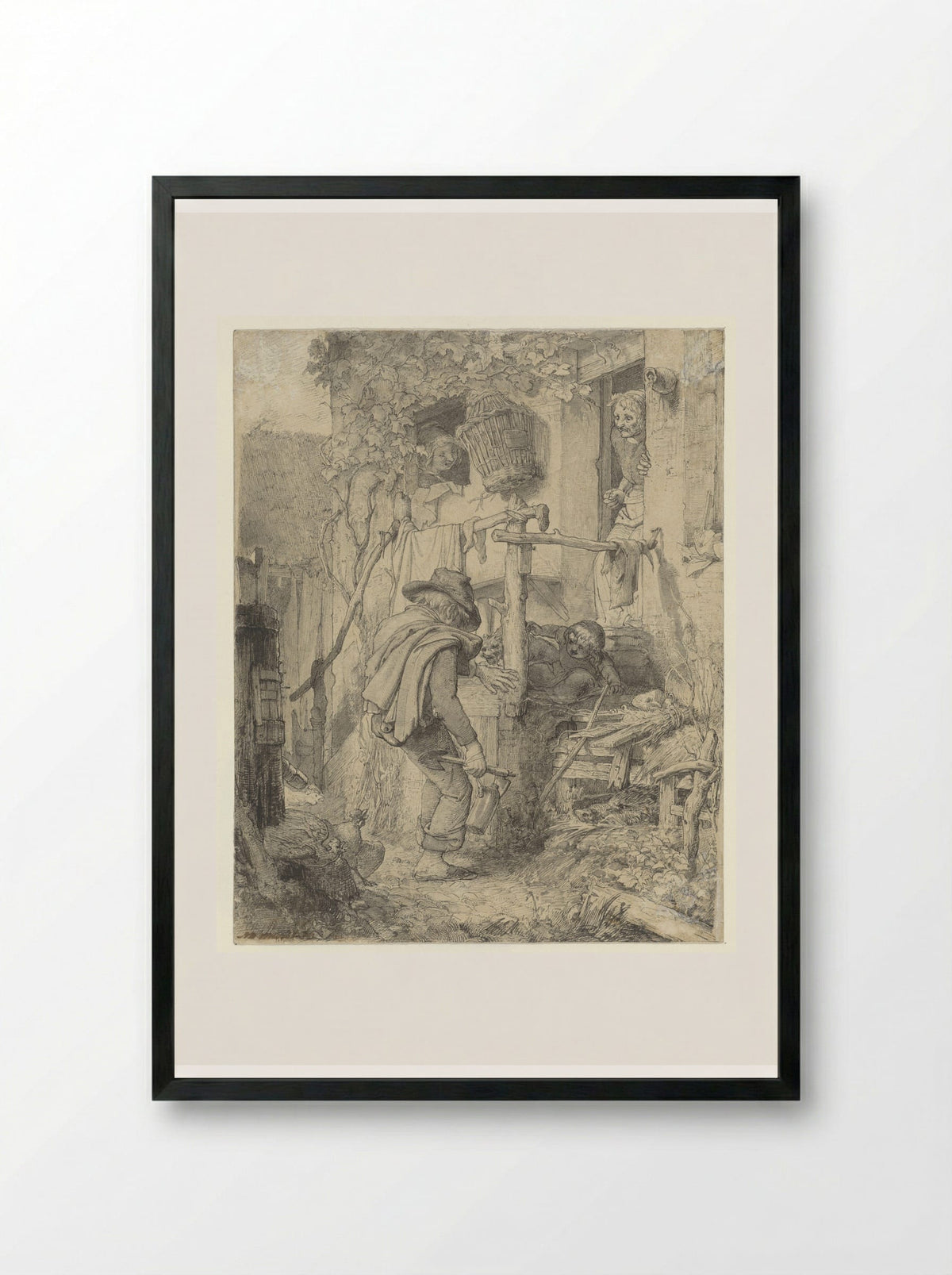De thuiskomst van een dronken man - Matthijs Maris - Framed Print Black