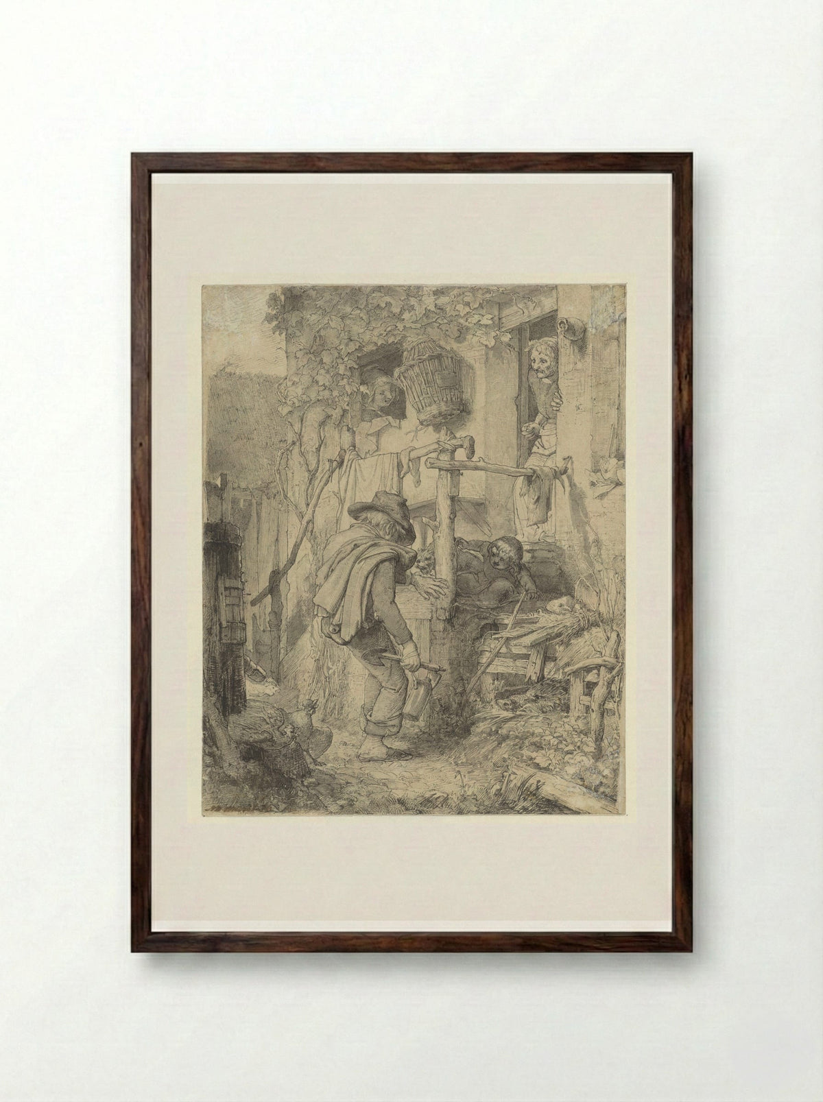 De thuiskomst van een dronken man - Matthijs Maris - Framed Print Dark Wood
