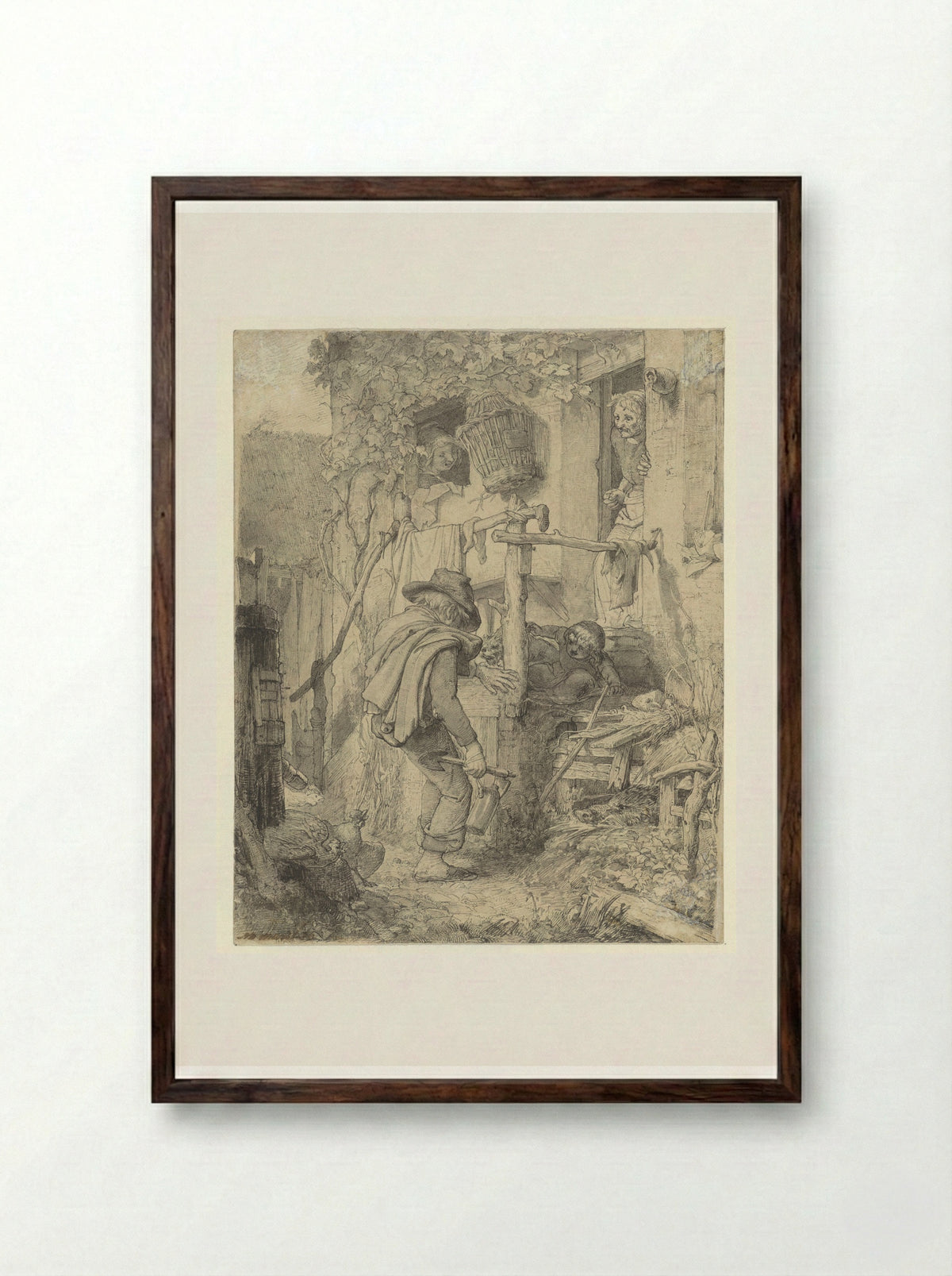 De thuiskomst van een dronken man - Matthijs Maris - Framed Print Dark Wood