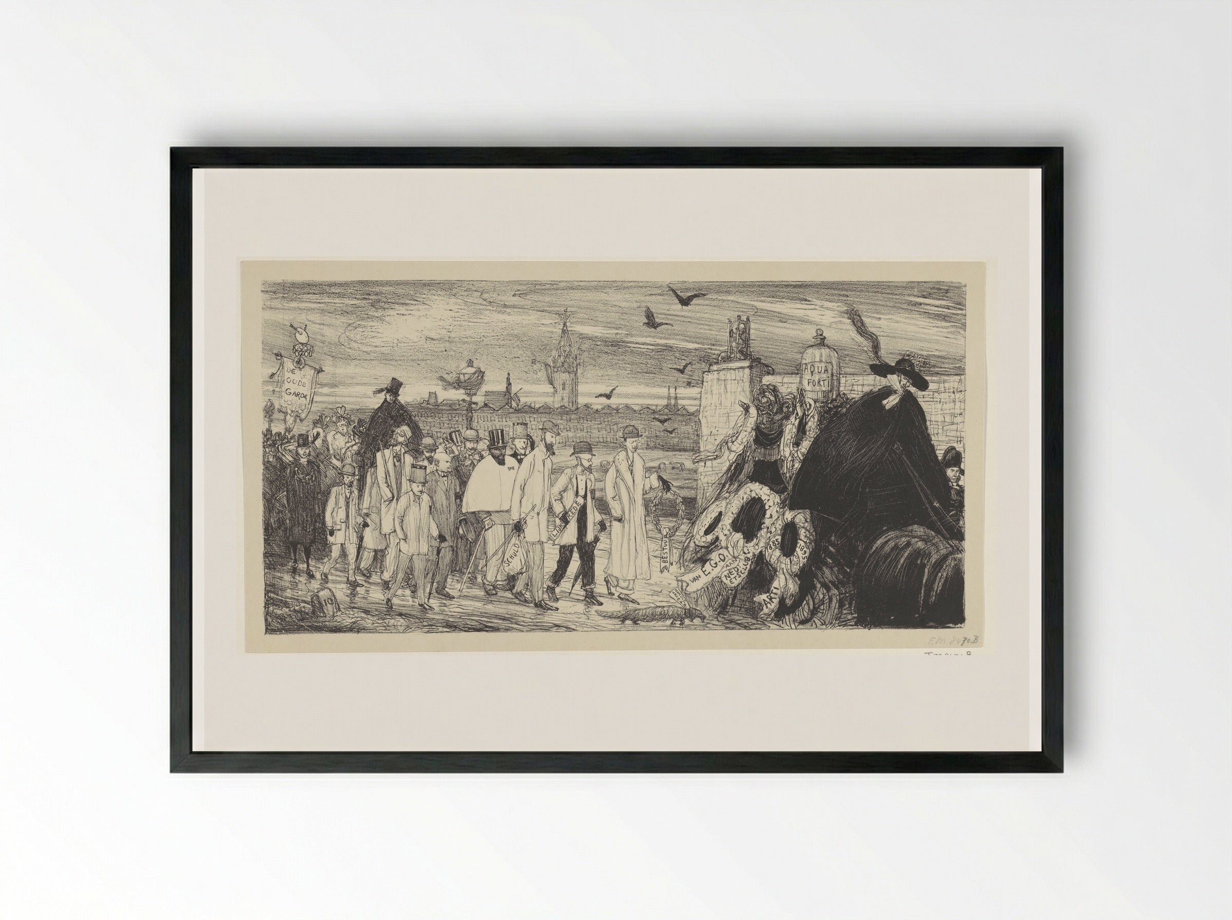 De uitvaart van de Nederlandsche Etsclub - Marius Bauer - Framed Print Black