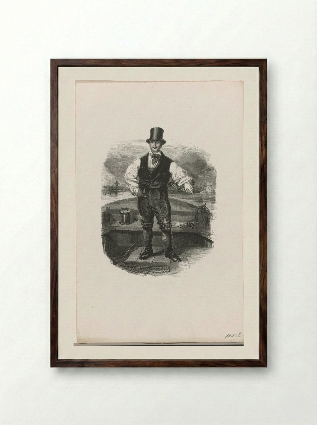 De veerschipper (The Ferryman) - Henry Brown - Framed Print Dark Wood