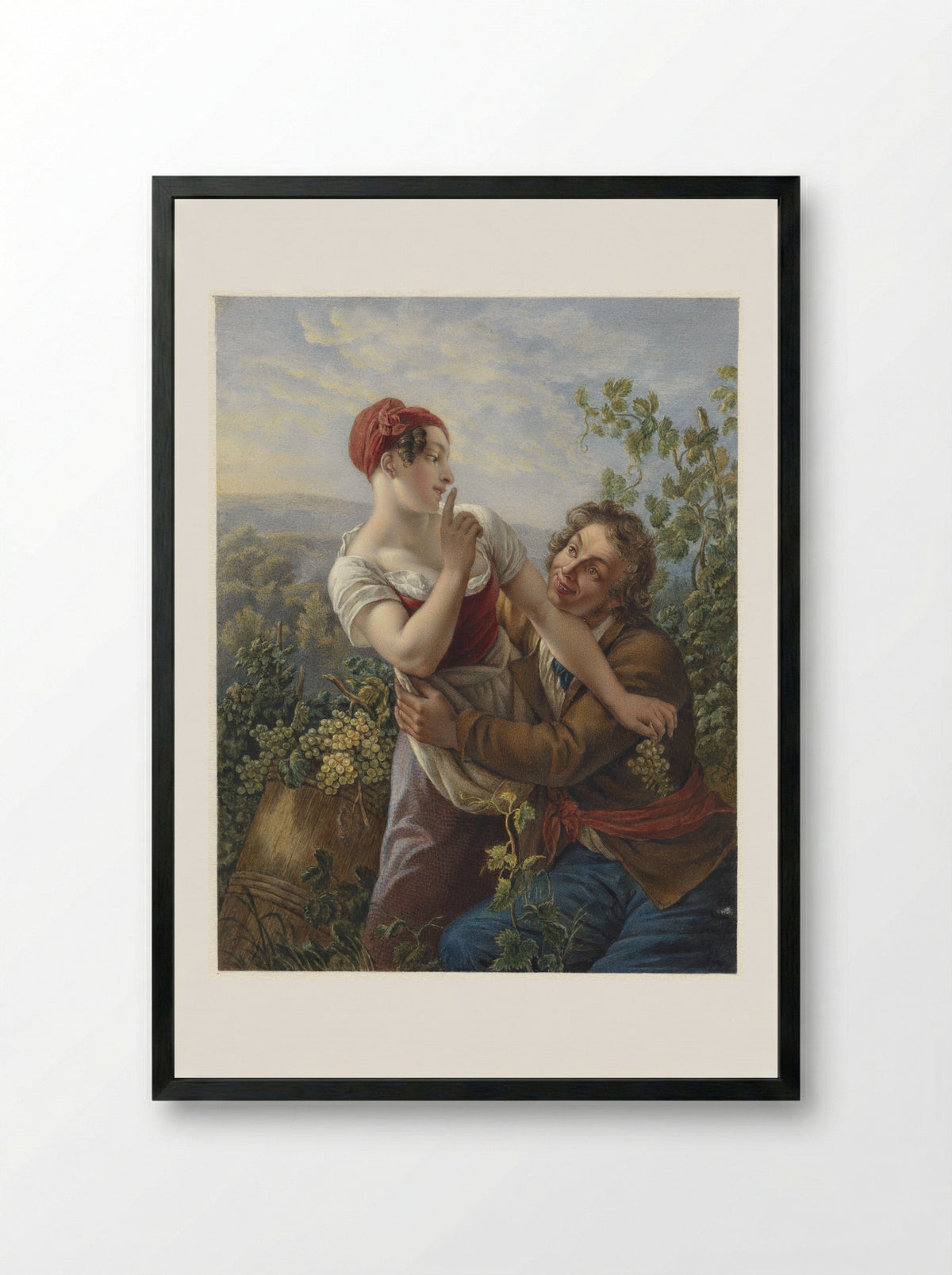 De verliefde wijngaardenier - Johan Heinrich Neuman - Framed Print Black