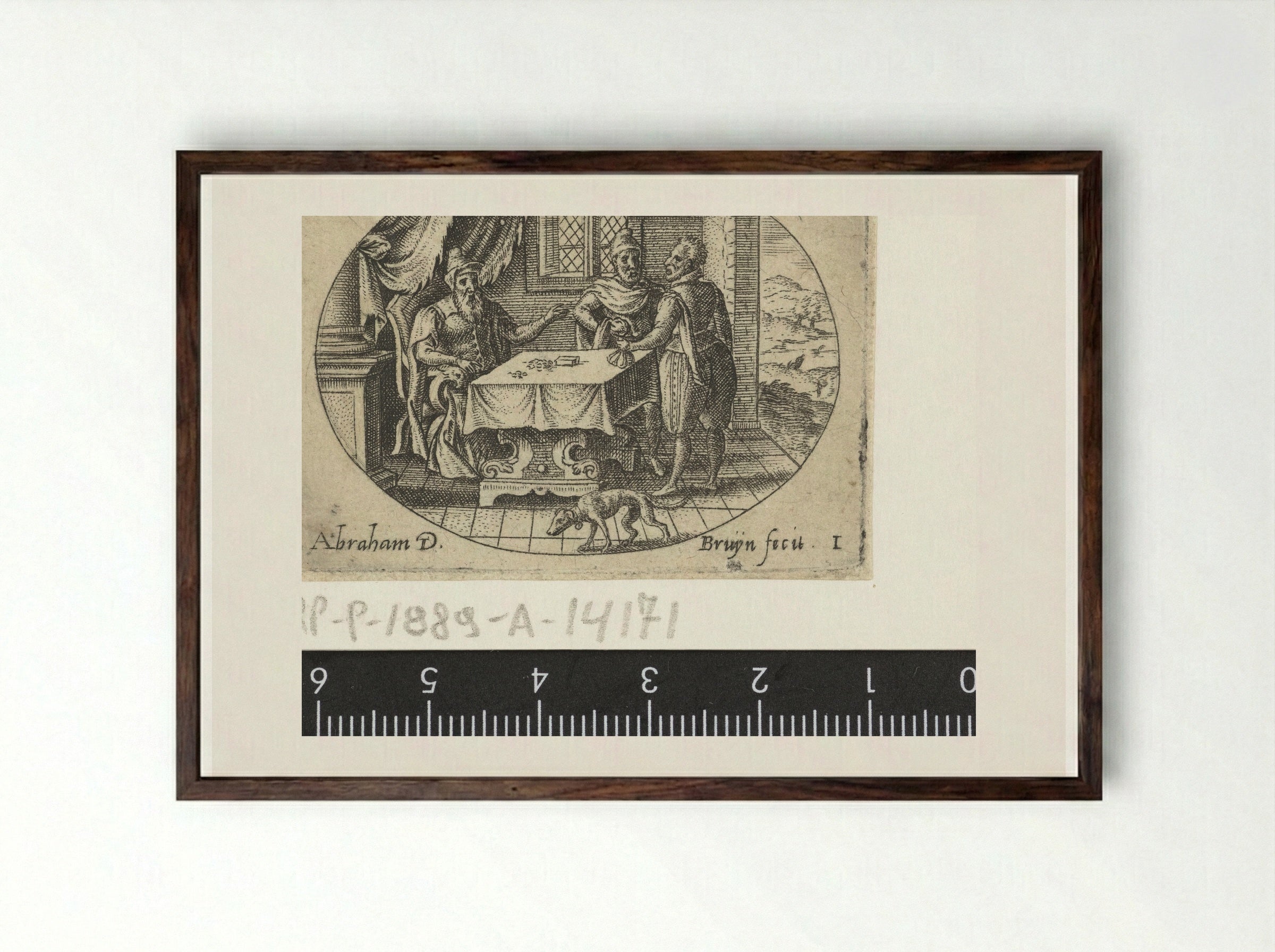 De verloren zoon ontvangt zijn erfdeel - Abraham de Bruyn - Framed Print Dark Wood