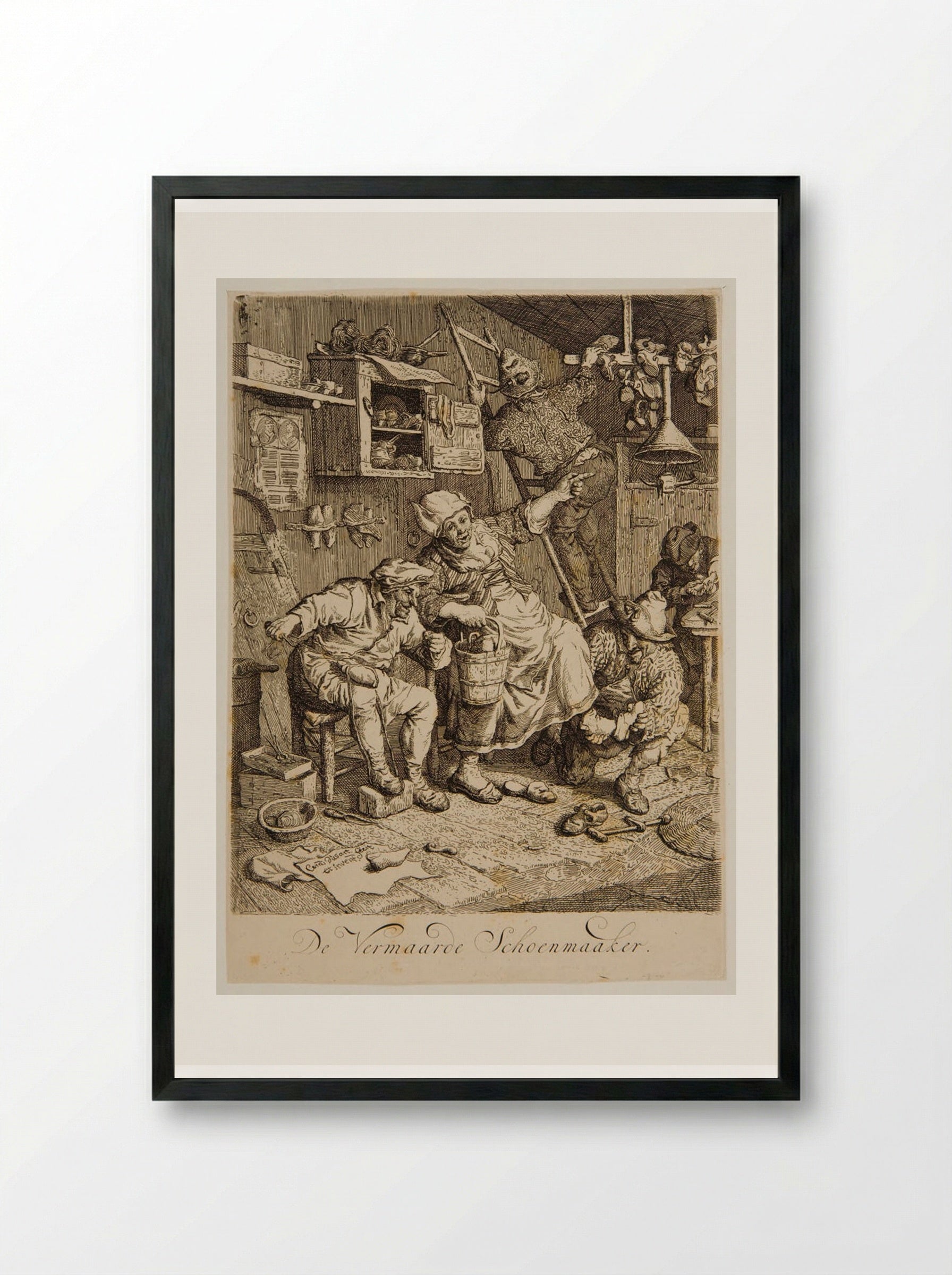 De vermaarde schoenmaaker - Cornelis Dusart - Framed Print Black