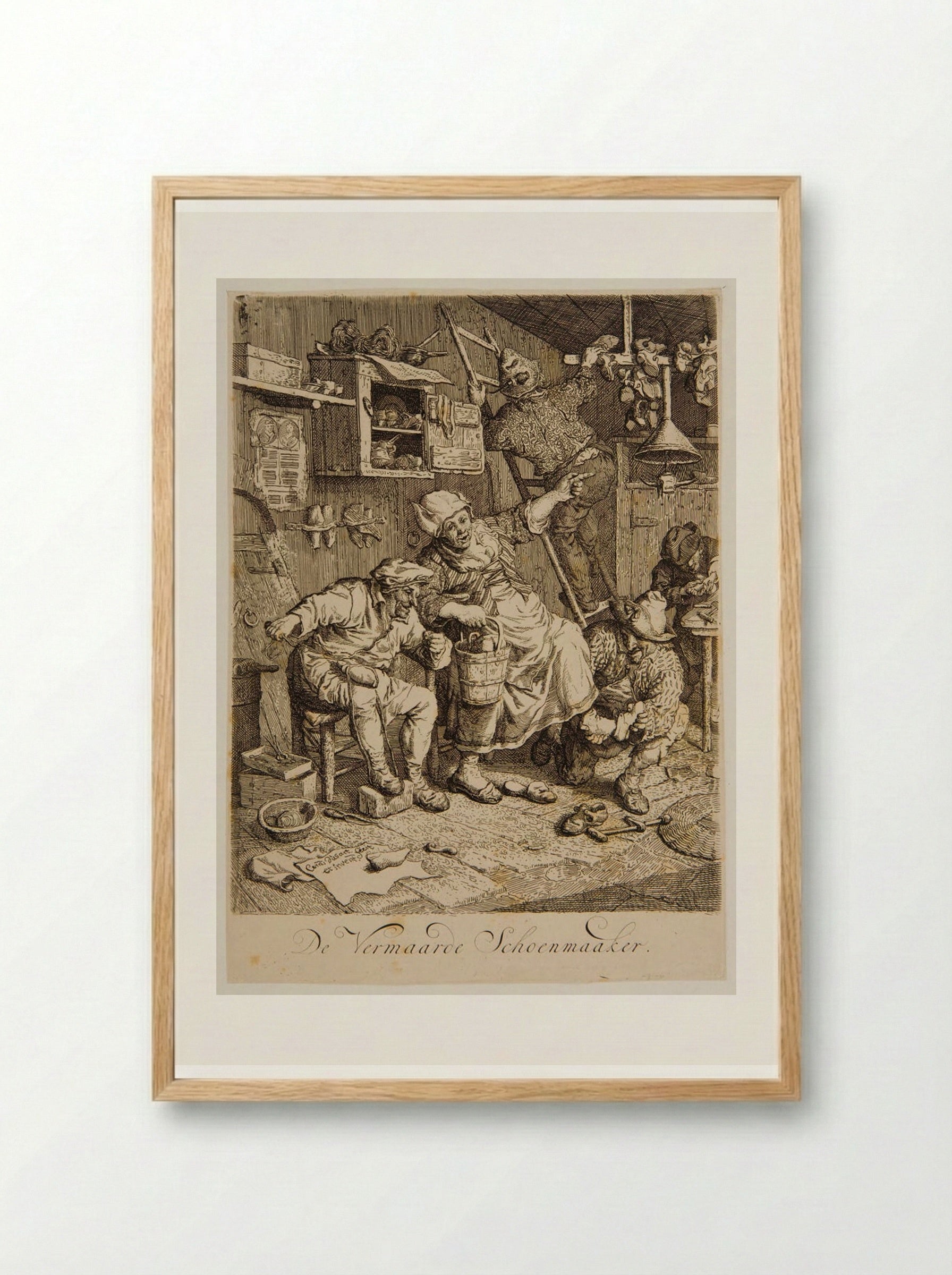 De vermaarde schoenmaaker - Cornelis Dusart - Framed Print Wood