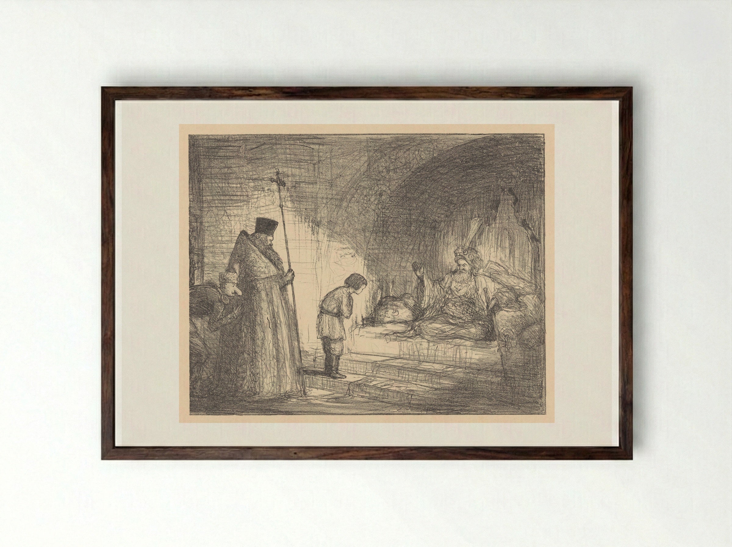 De verzoening der godsdiensten - Marius Bauer - Framed Print Dark Wood