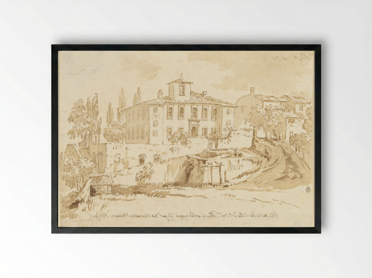 De villa van Cavaliere Galbarri te Rimaggio - Bernardino Minozzi - Framed Print Black