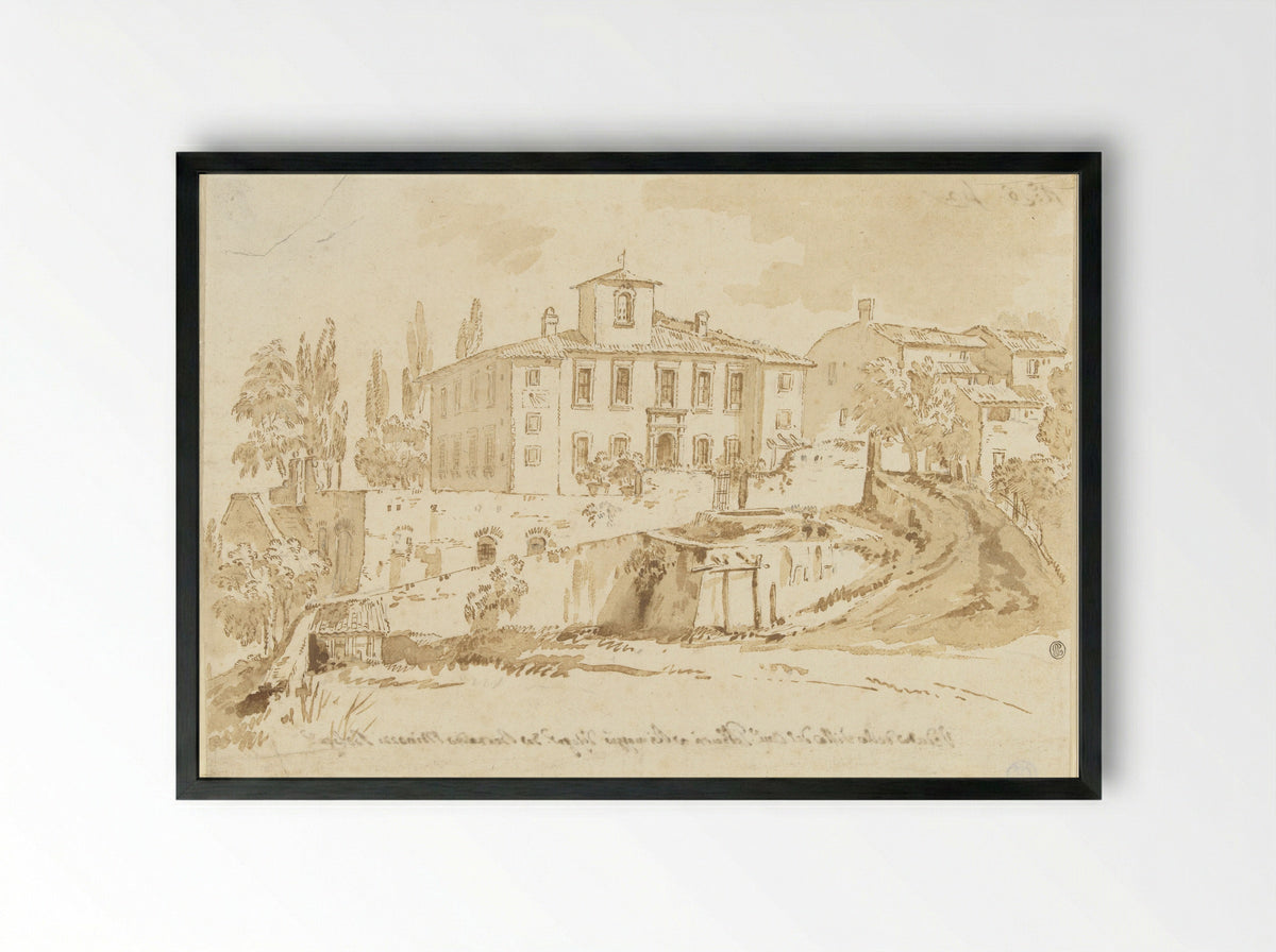 De villa van Cavaliere Galbarri te Rimaggio - Bernardino Minozzi - Framed Print Black