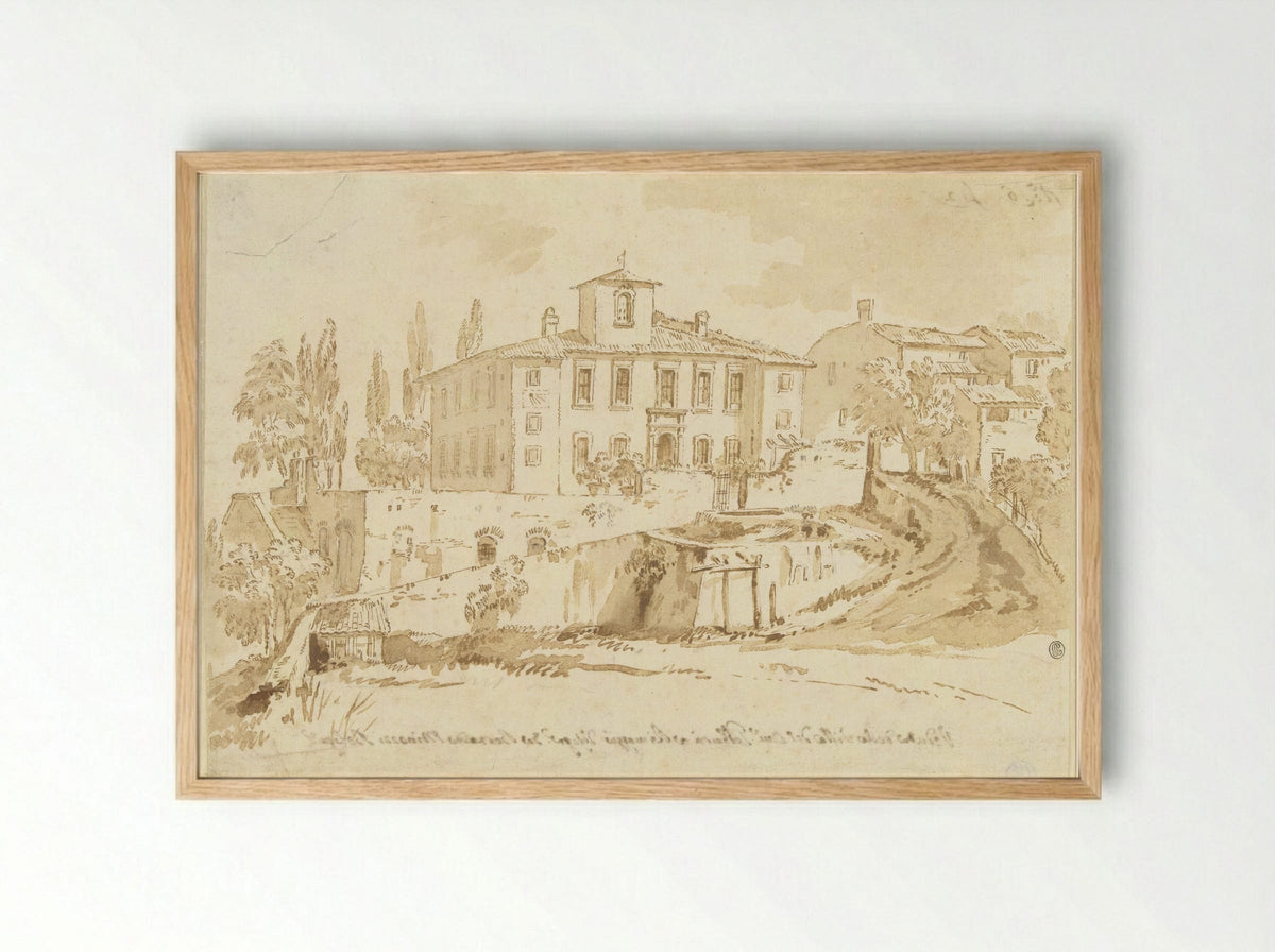De villa van Cavaliere Galbarri te Rimaggio - Bernardino Minozzi - Framed Print Wood