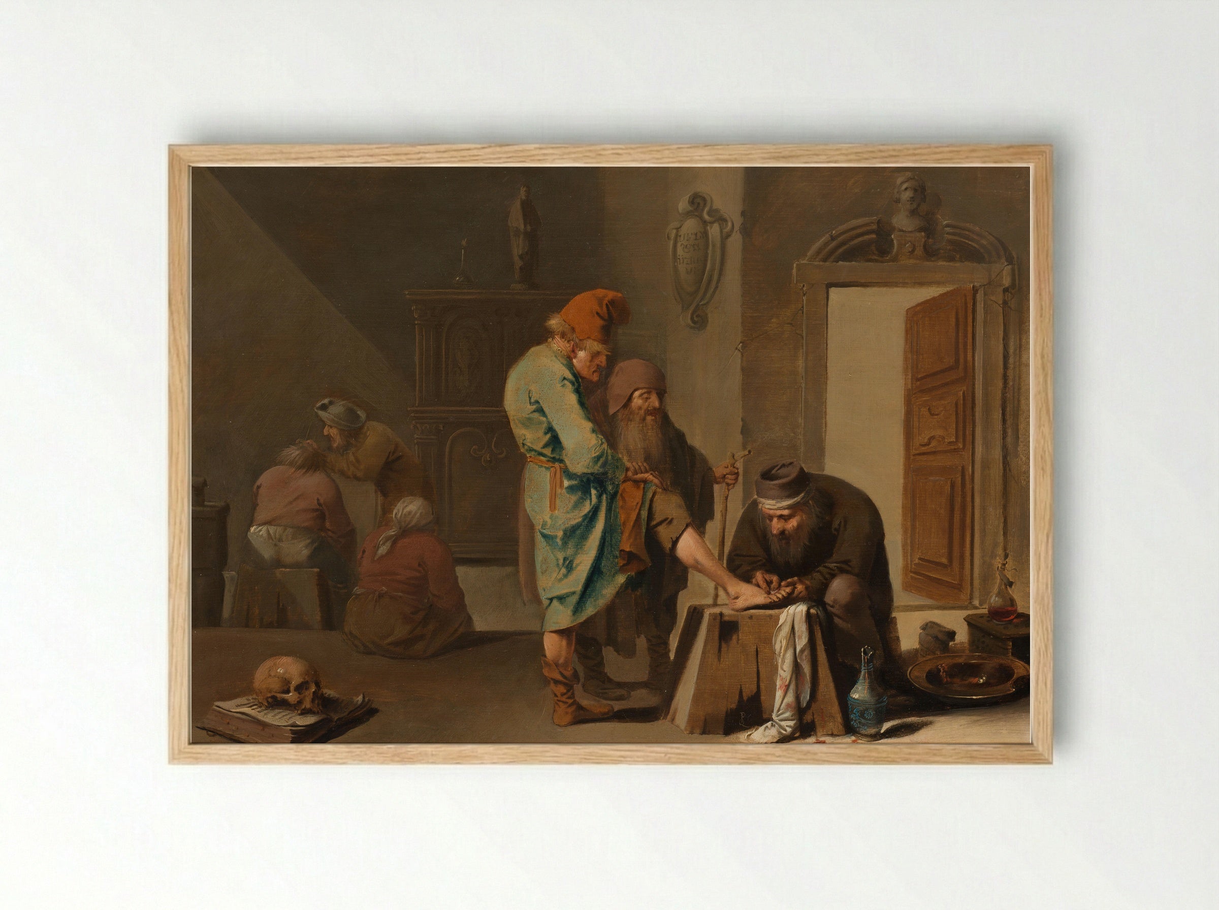 De voetoperatie (The Foot Operation) - Pieter Jansz Quast - Framed Print Wood