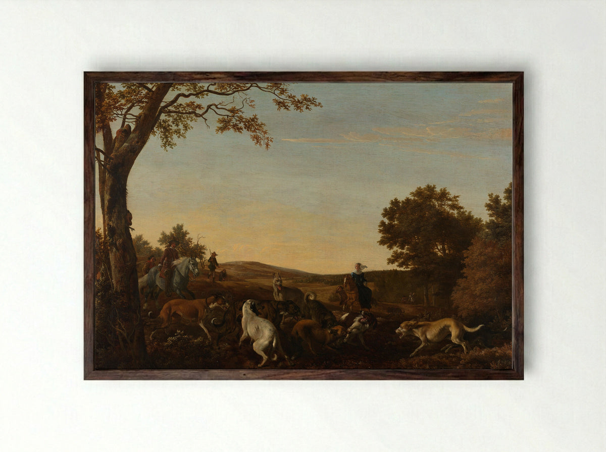 De vossenjacht - Ludolf de Jongh - Framed Print Dark Wood