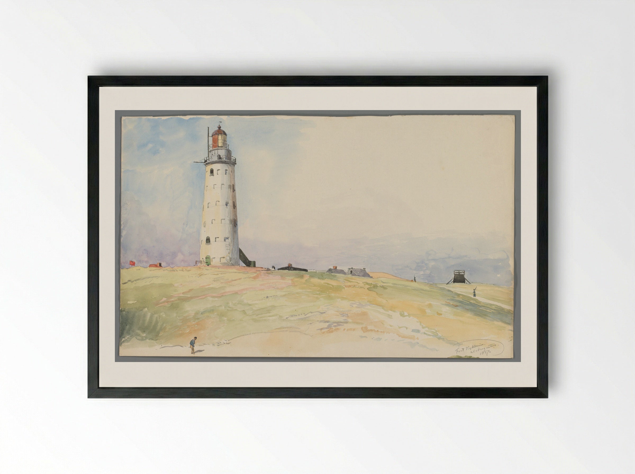 De vuurtoren te Kijkduin - Willem Anthonie van Deventer - Framed Print Black