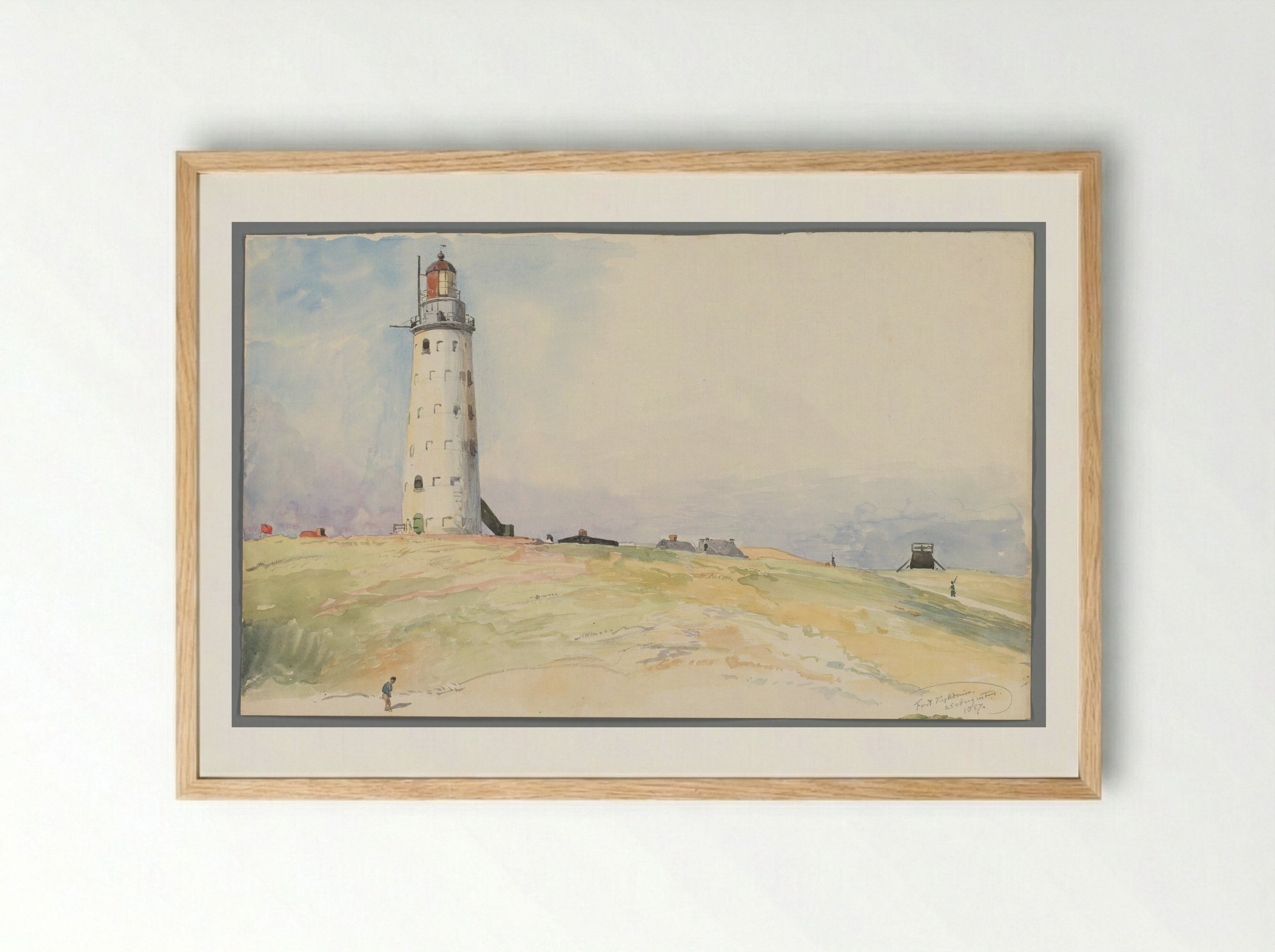 De vuurtoren te Kijkduin - Willem Anthonie van Deventer - Framed Print Wood