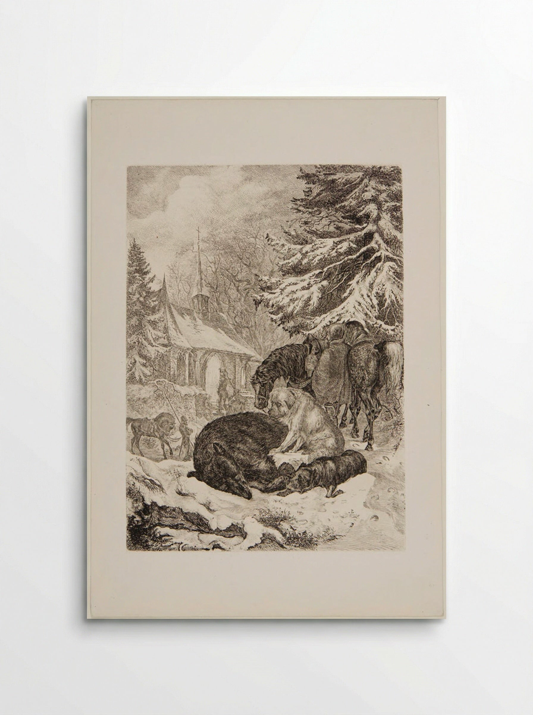 Dead Bear Guarded by Dogs - Friedrich Anton Wolff - Poster