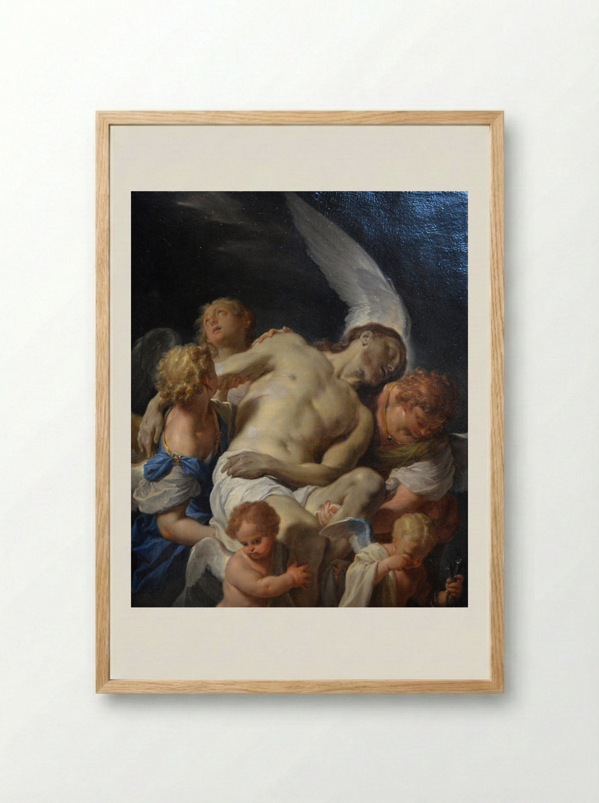 Dead Christ Supported by Angels - Francesco Trevisani - Framed Print Wood