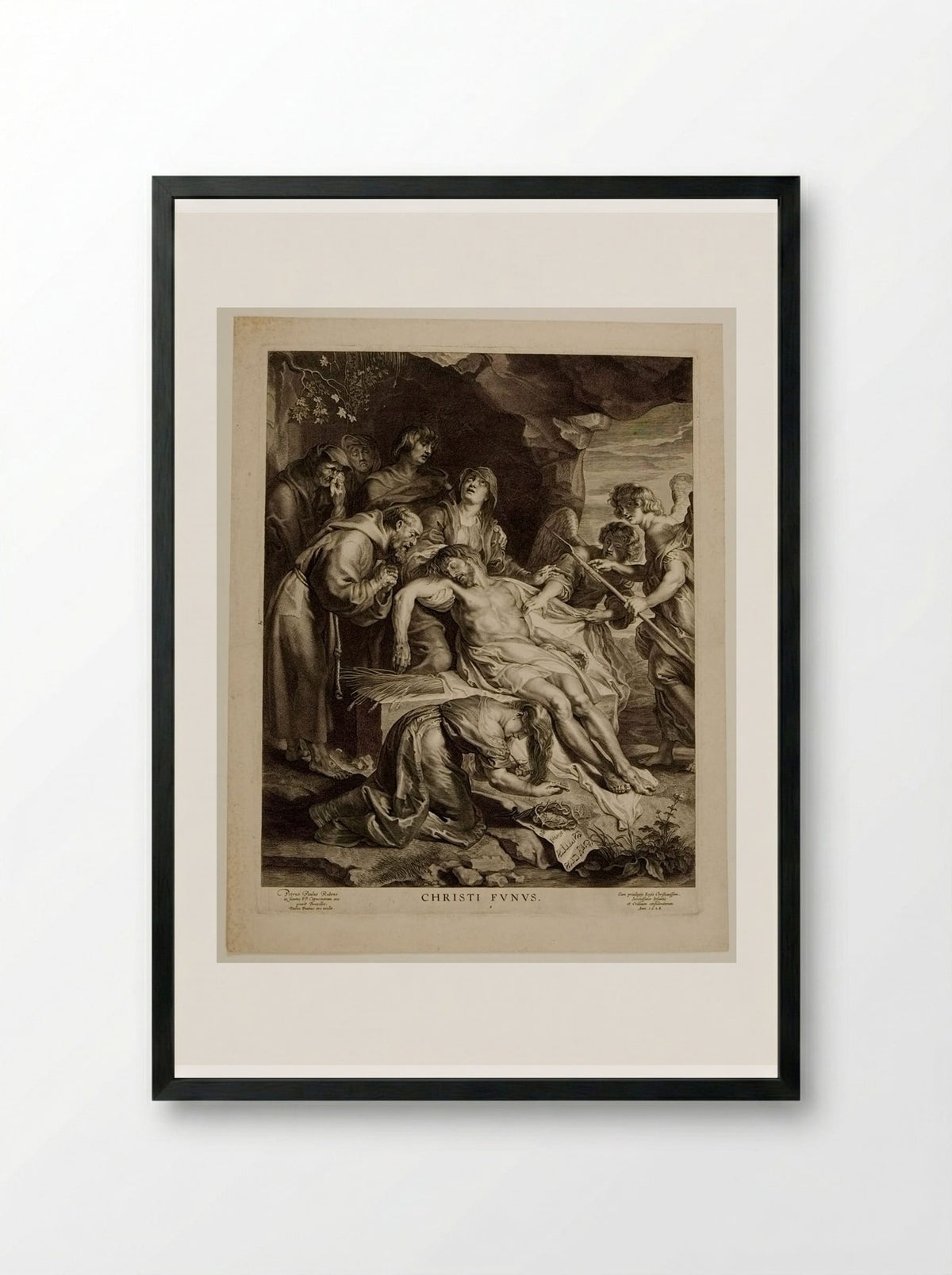 Dead Christ with a Capuchin - Paulus Pontius - Framed Print Black