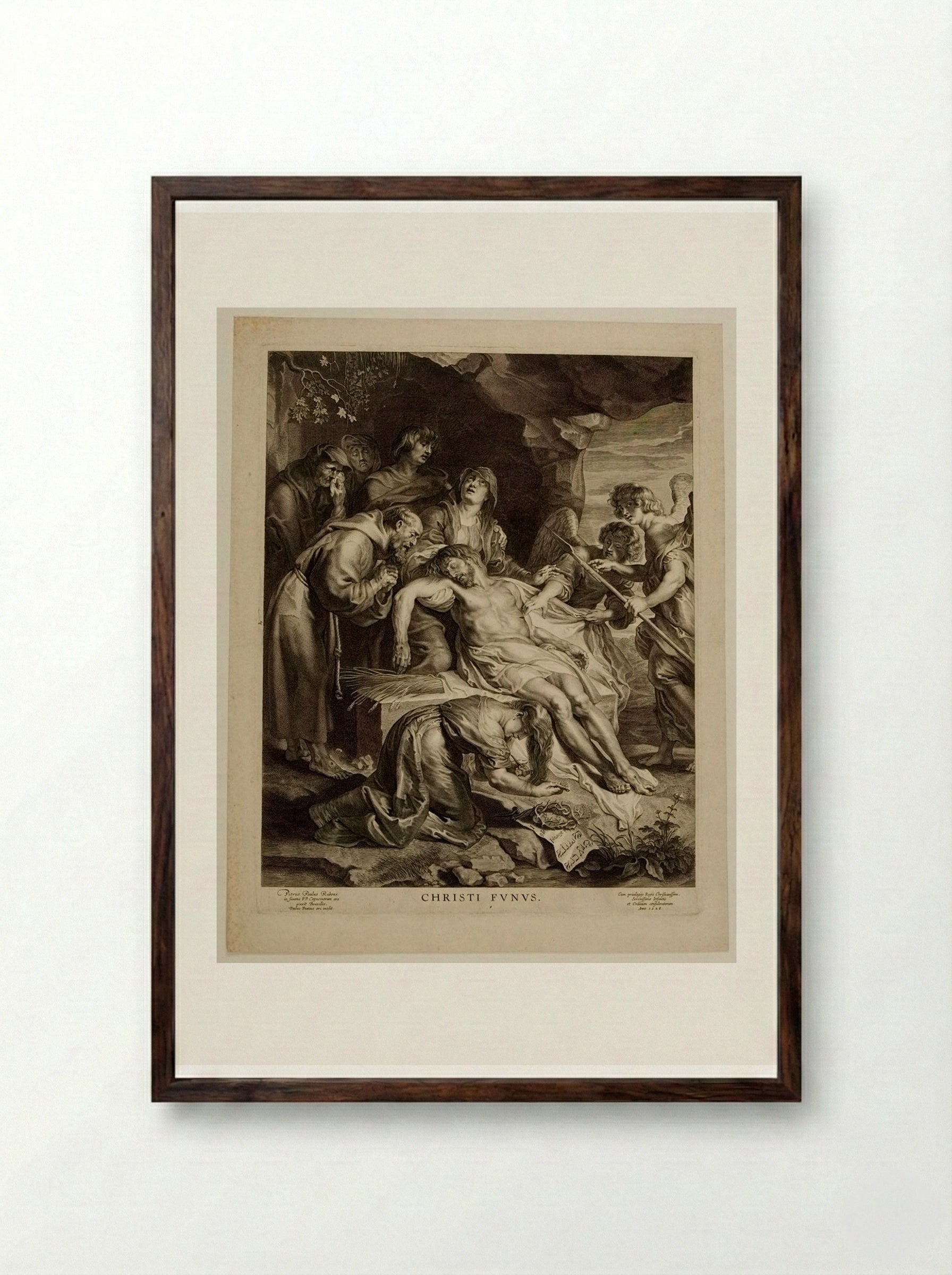Dead Christ with a Capuchin - Paulus Pontius - Framed Print Dark Wood