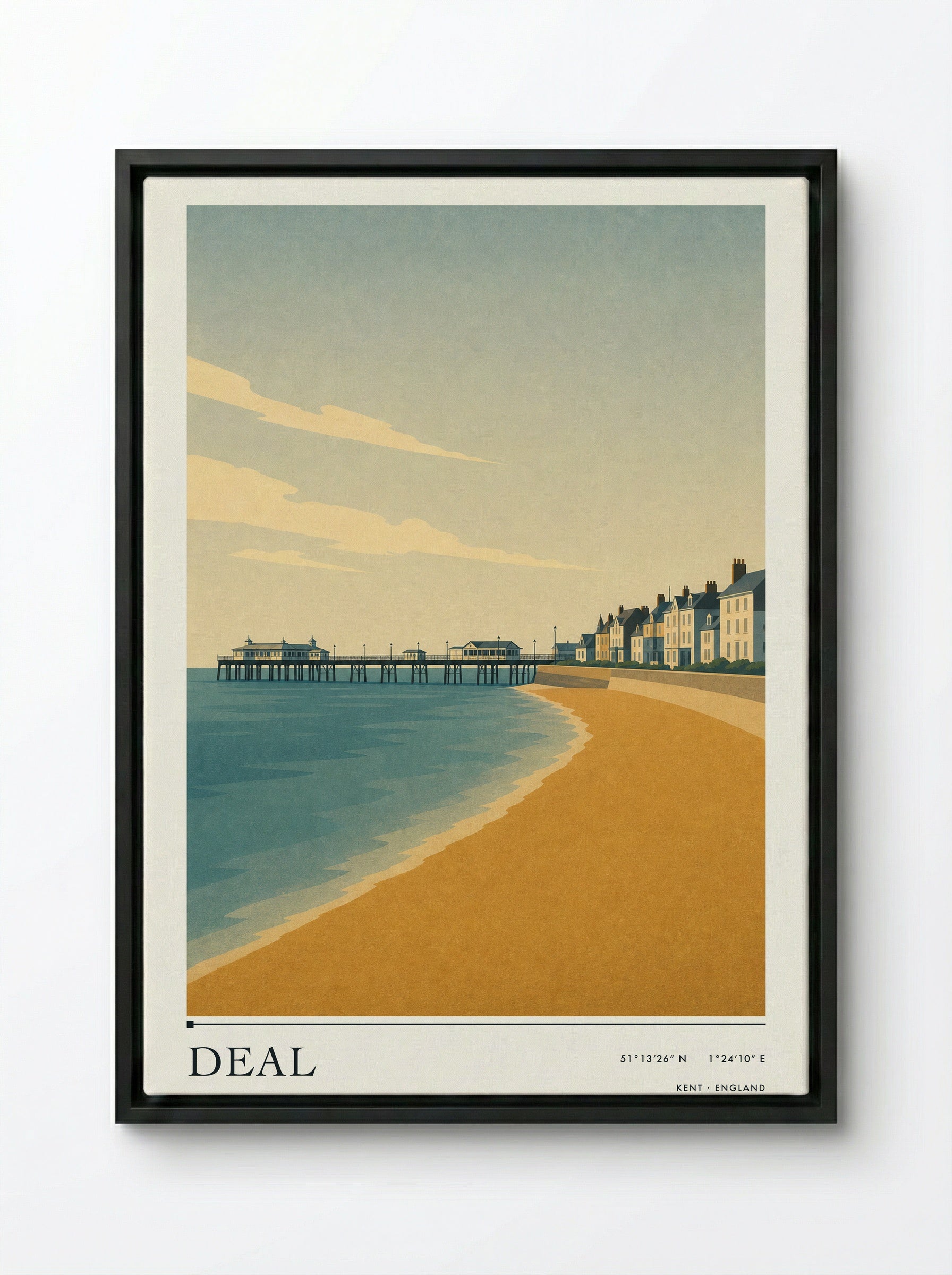 Deal Travel Poster - Framed Canvas Black