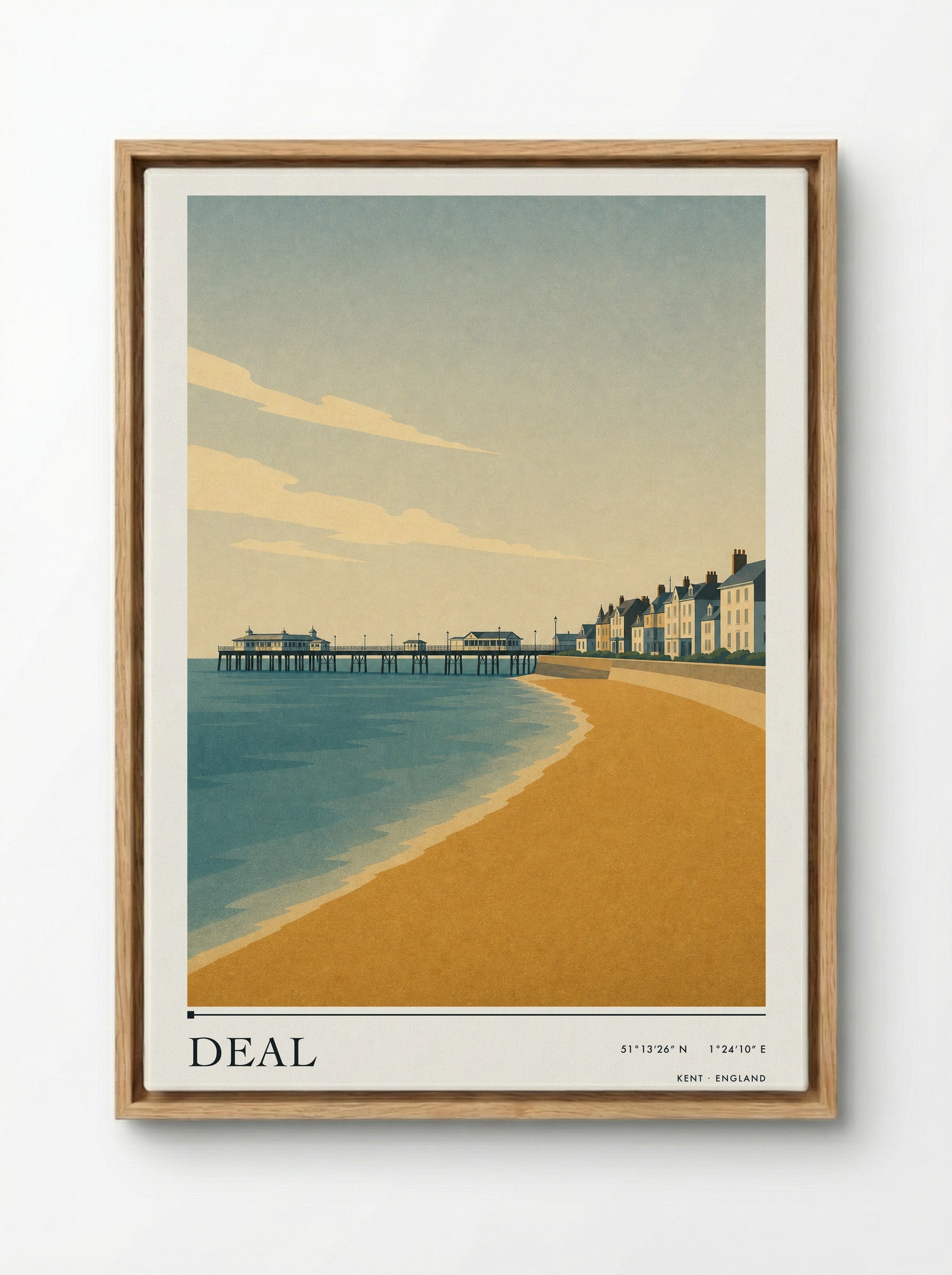 Deal Travel Poster - Framed Canvas Wood