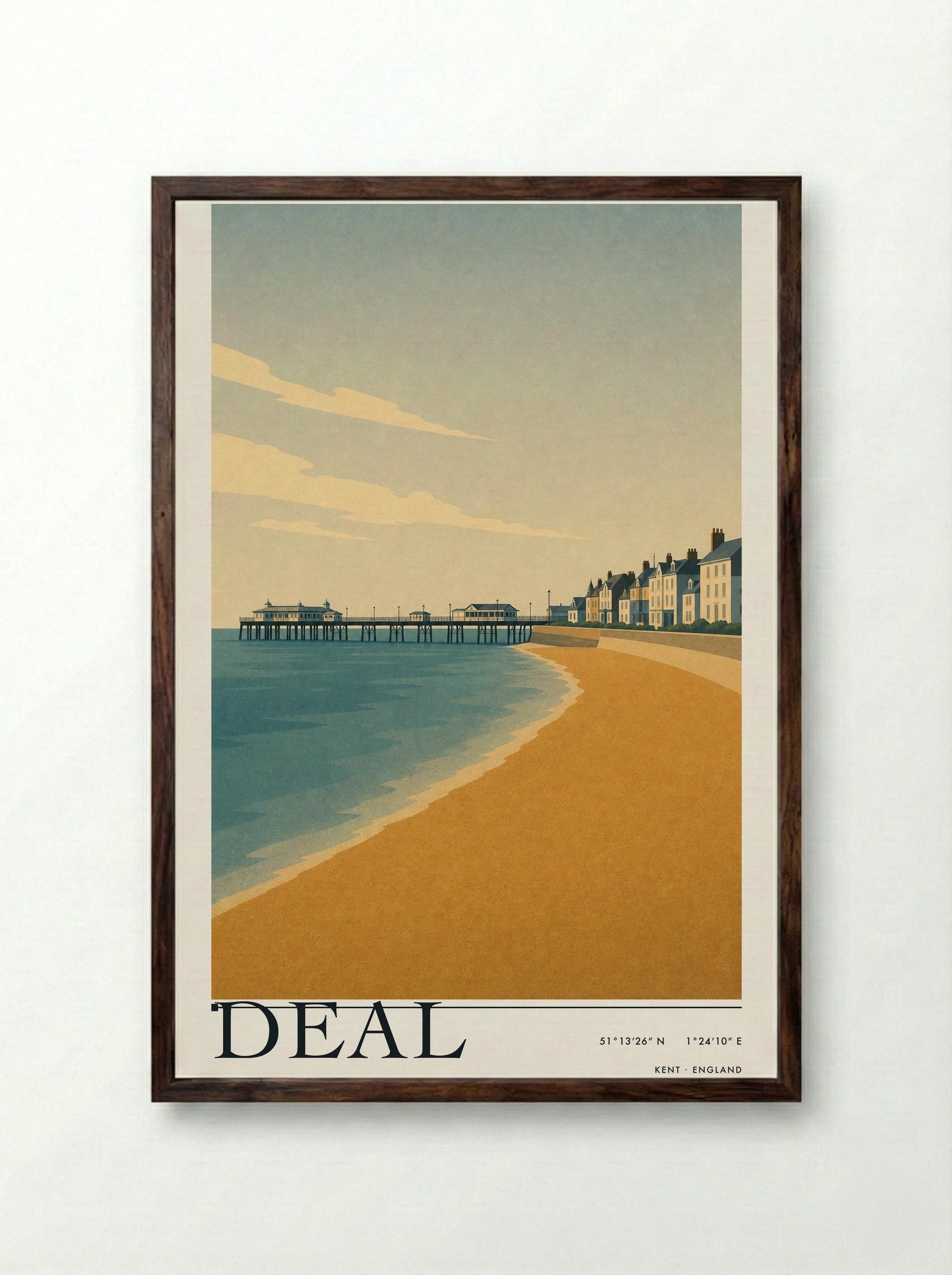 Deal Travel Poster - Framed Print Dark Wood