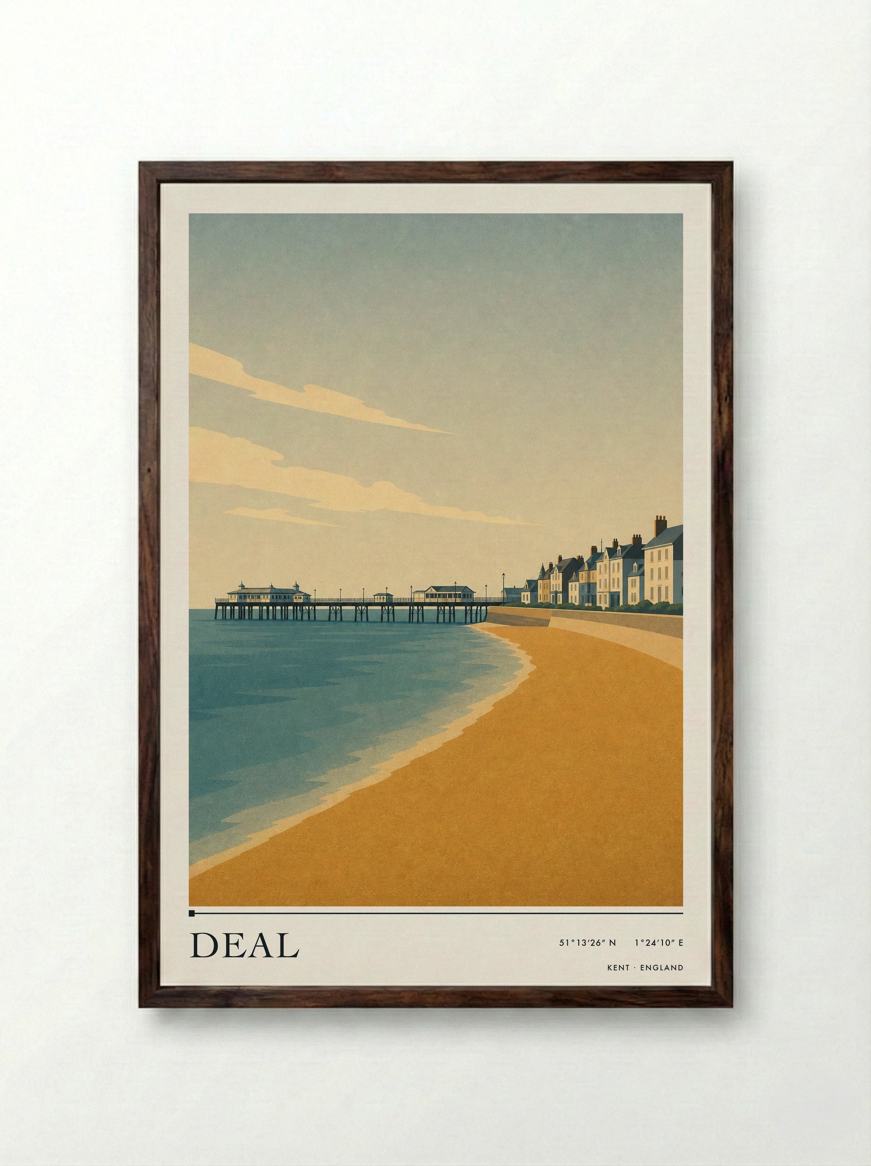 Deal Travel Poster - Framed Print Dark Wood