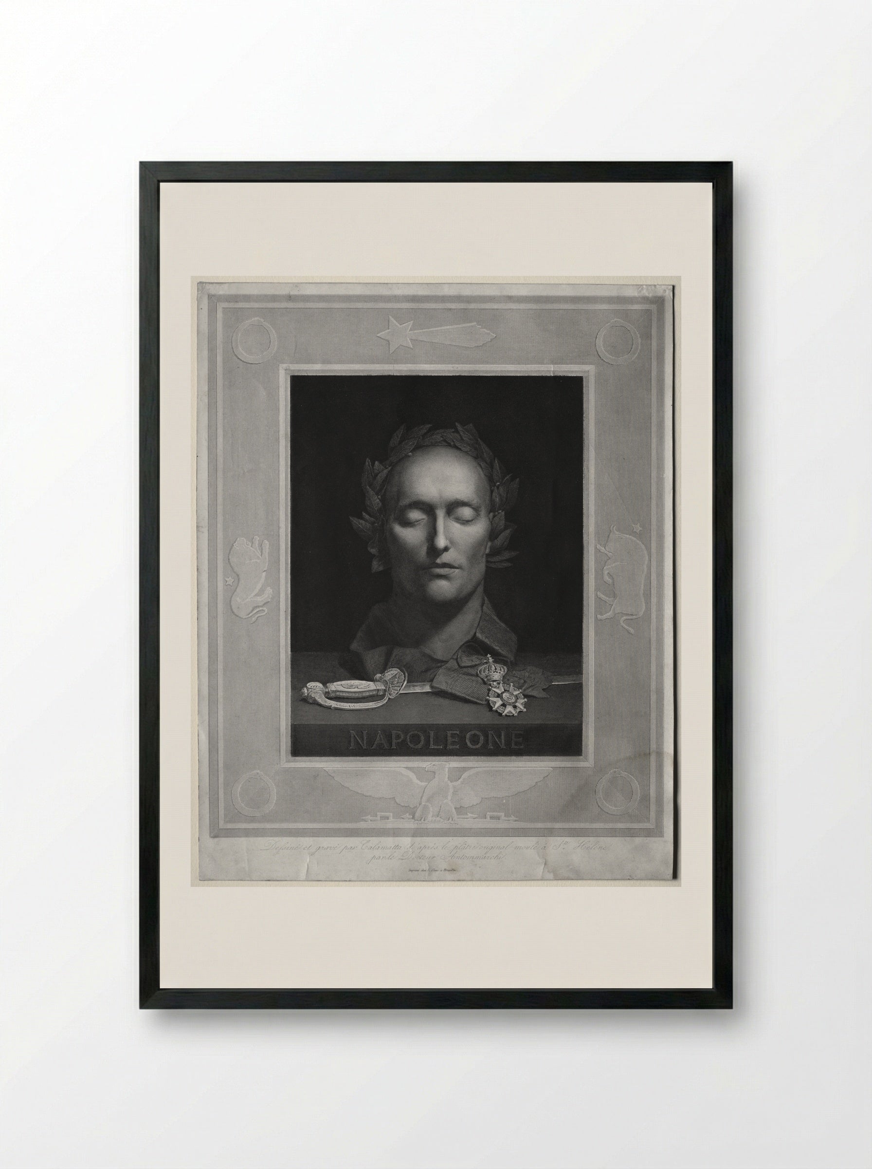 Death Mask of Napoleon - Luigi Calamatta - Framed Print Black