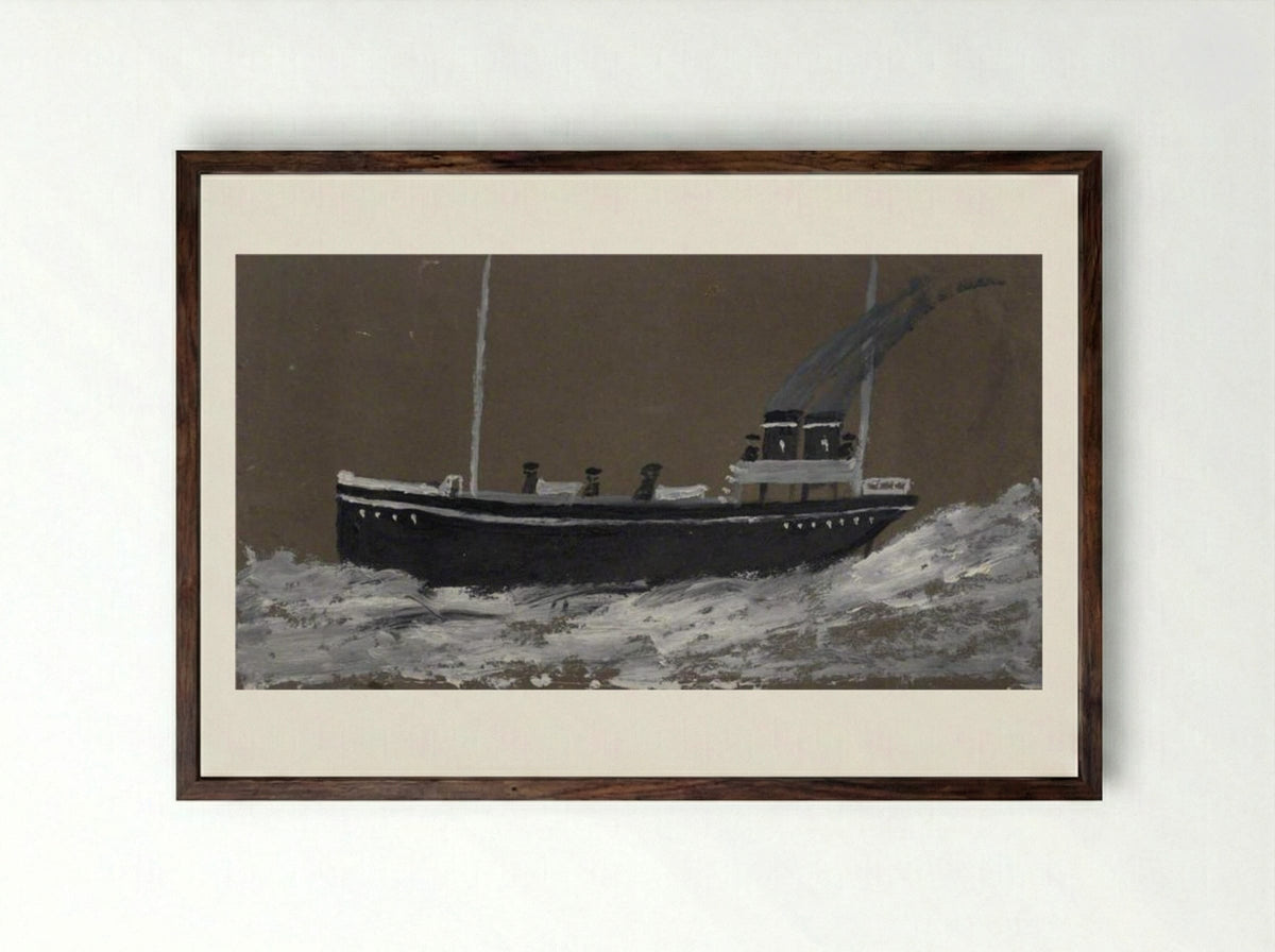 Death Ship - Alfred Wallis - Framed Print Dark Wood