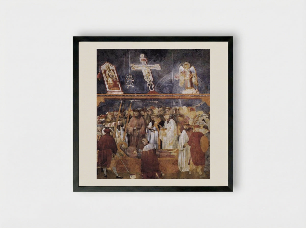 Death and Ascension of Saint Francis - Giotto di Bondone - Framed Print Black