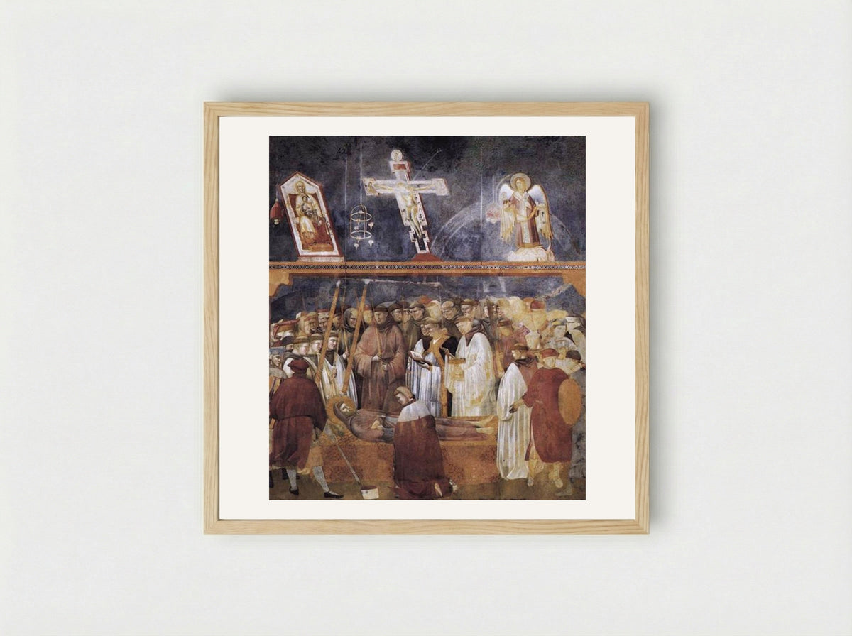 Death and Ascension of Saint Francis - Giotto di Bondone - Framed Print Wood