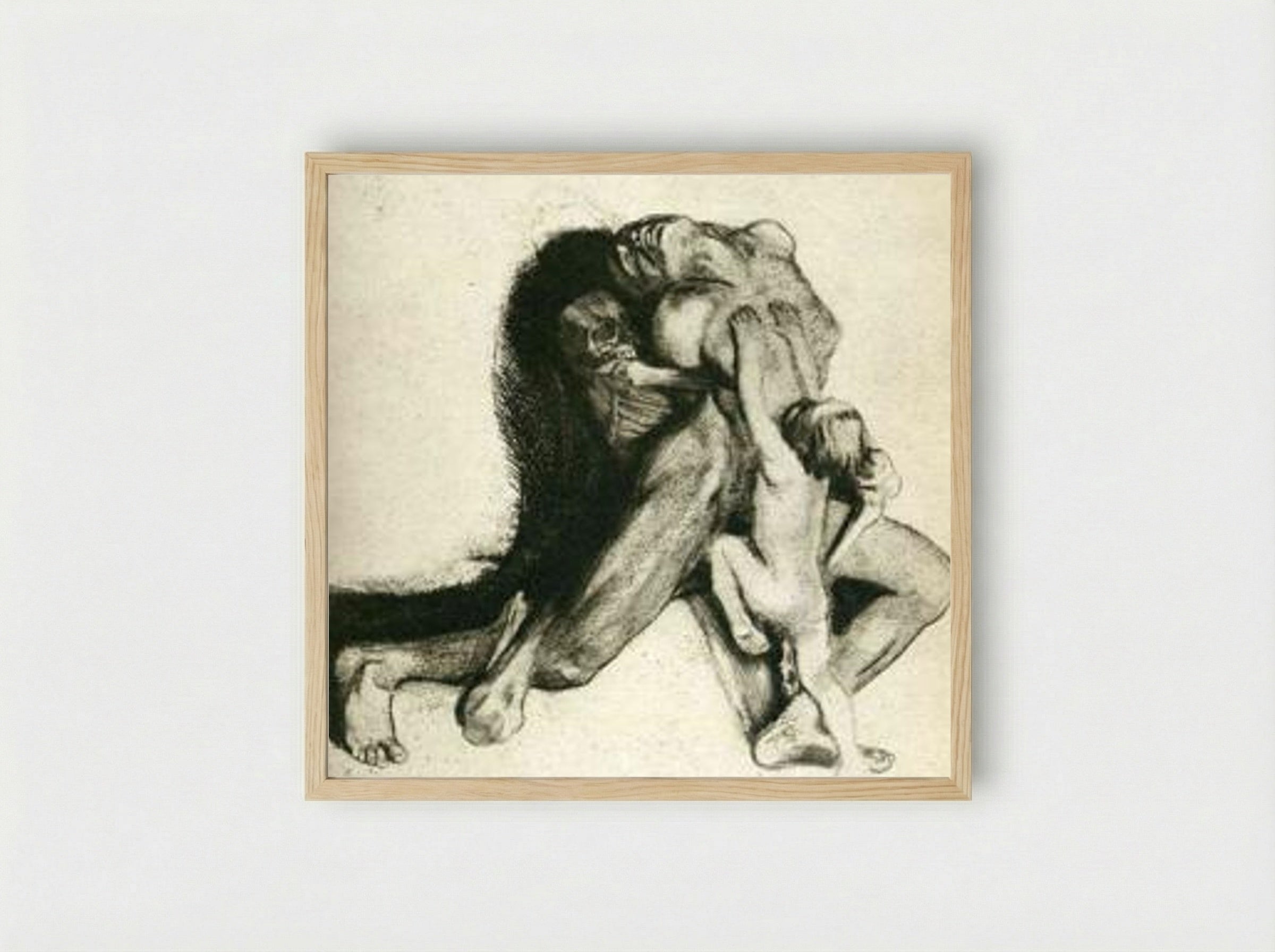 Death and Woman - Käthe Kollwitz - Framed Print Wood