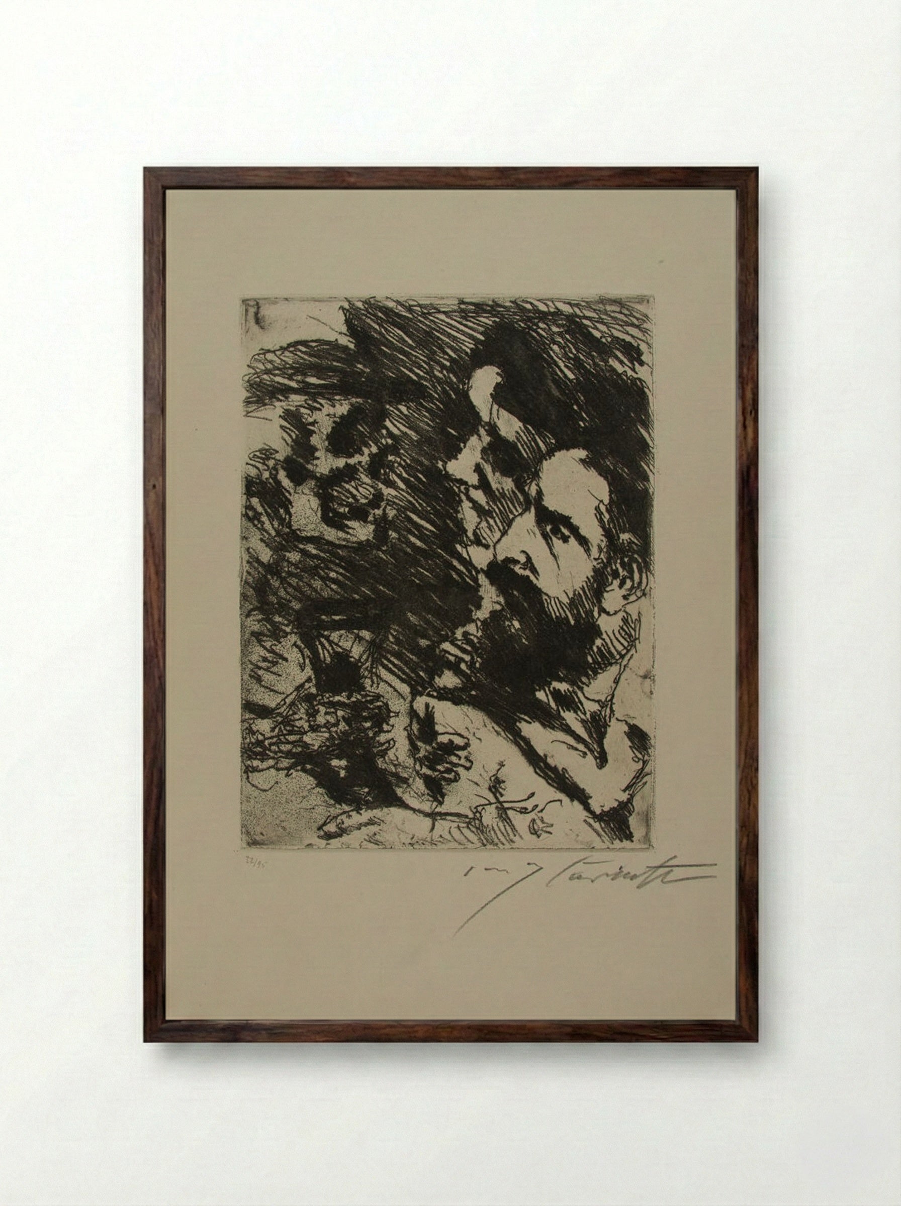 Death and the Couple - Lovis Corinth - Framed Print Dark Wood