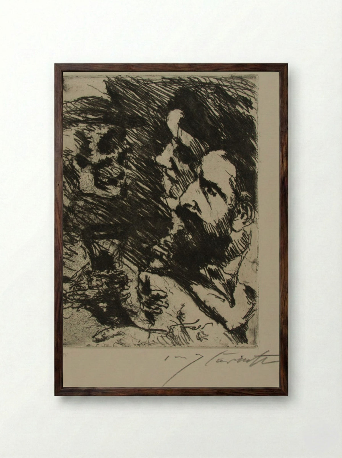 Death and the Couple - Lovis Corinth - Framed Print Dark Wood