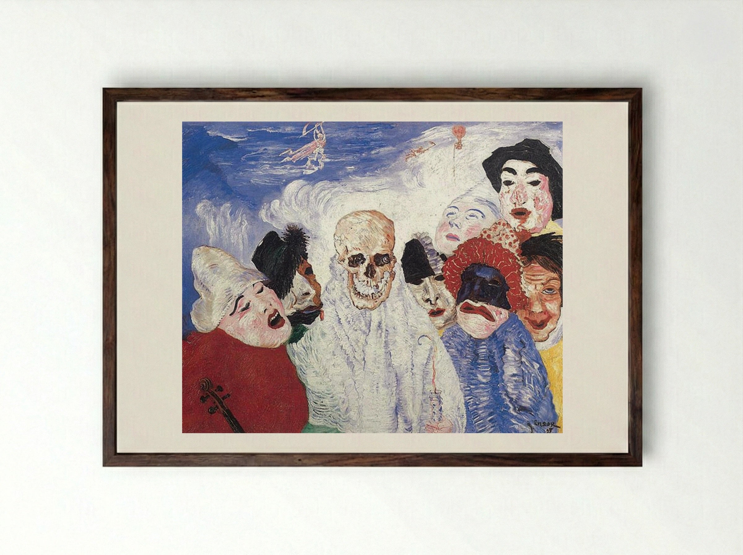 Death and the Masks - James Ensor - Framed Print Dark Wood