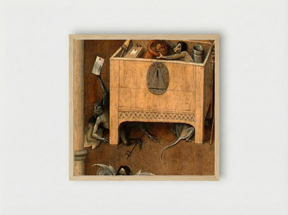 Death and the Miser (detail) - Hieronymus Bosch - Framed Print Wood